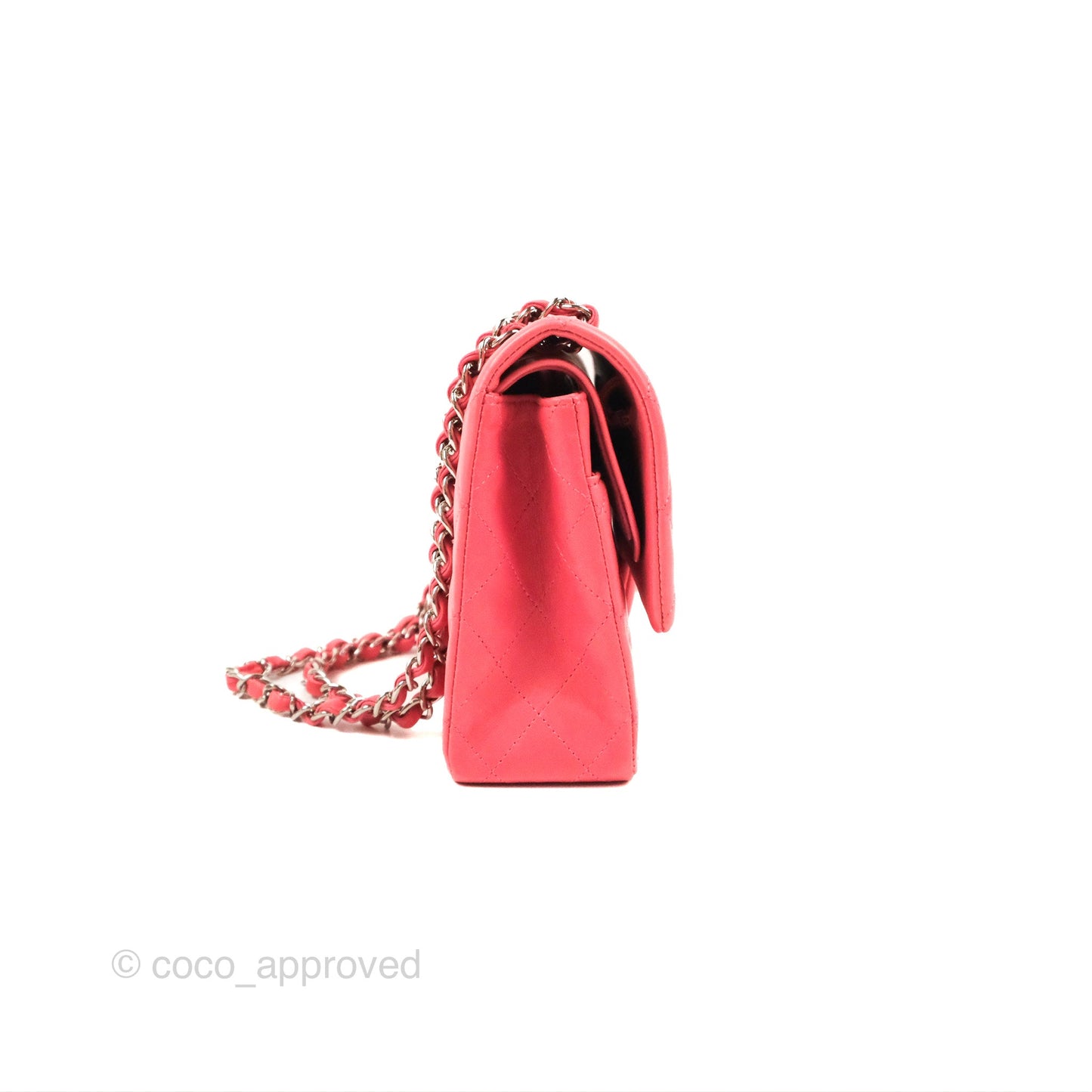 Chanel Classic M/L Medium Double Flap Pink Lambskin Silver Hardware