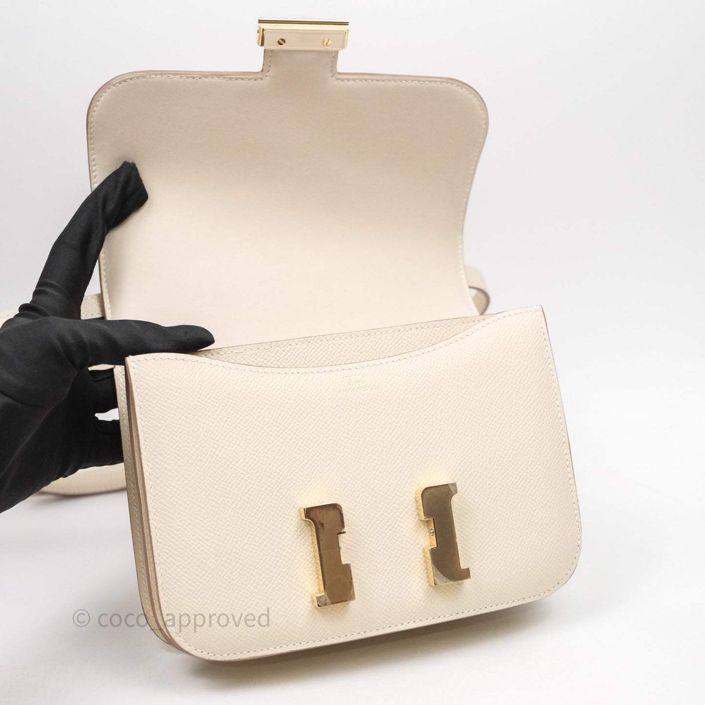 Hermès Constance Mini 18cm Mirror Craie 10 Gold Hardware