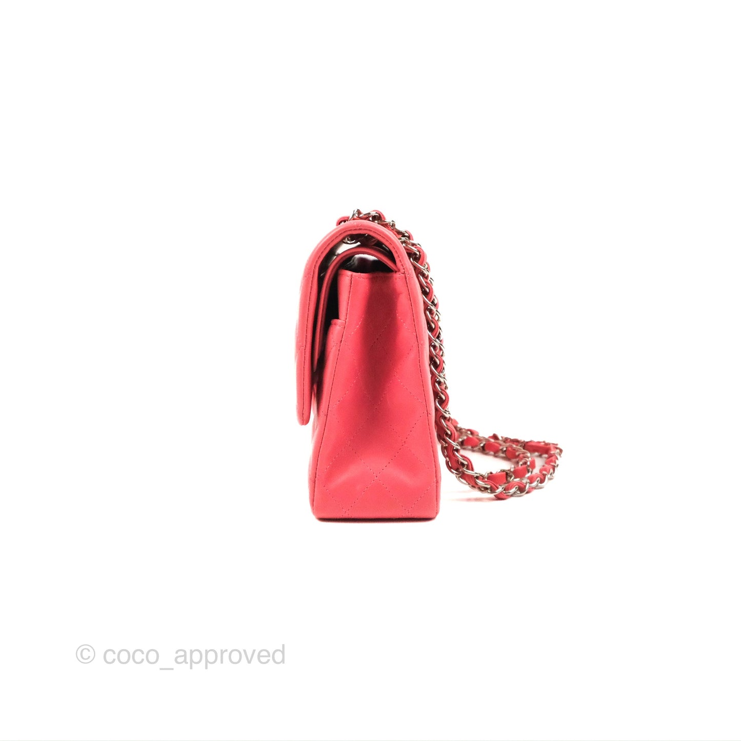 Chanel Classic M/L Medium Double Flap Pink Lambskin Silver Hardware