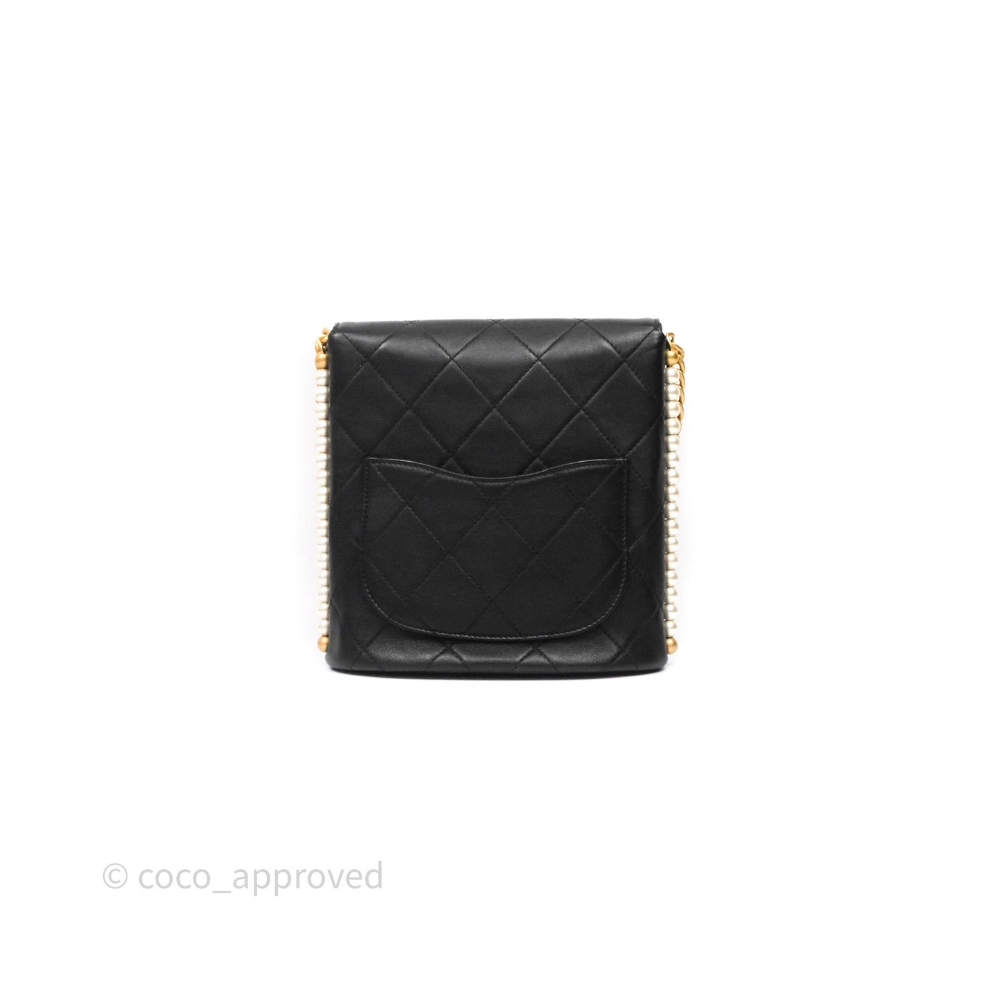 Chanel Small Pearl Hobo Bag Black Calfskin Aged Gold Hardware