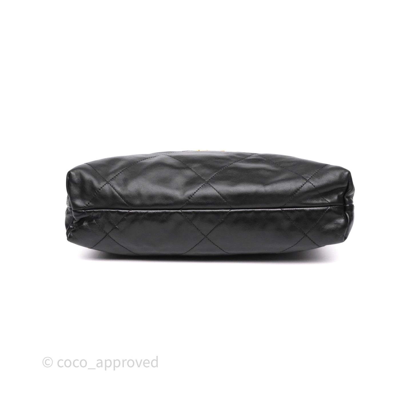 Chanel 22 Small Black Shiny Calfskin Aged Gold Hardware