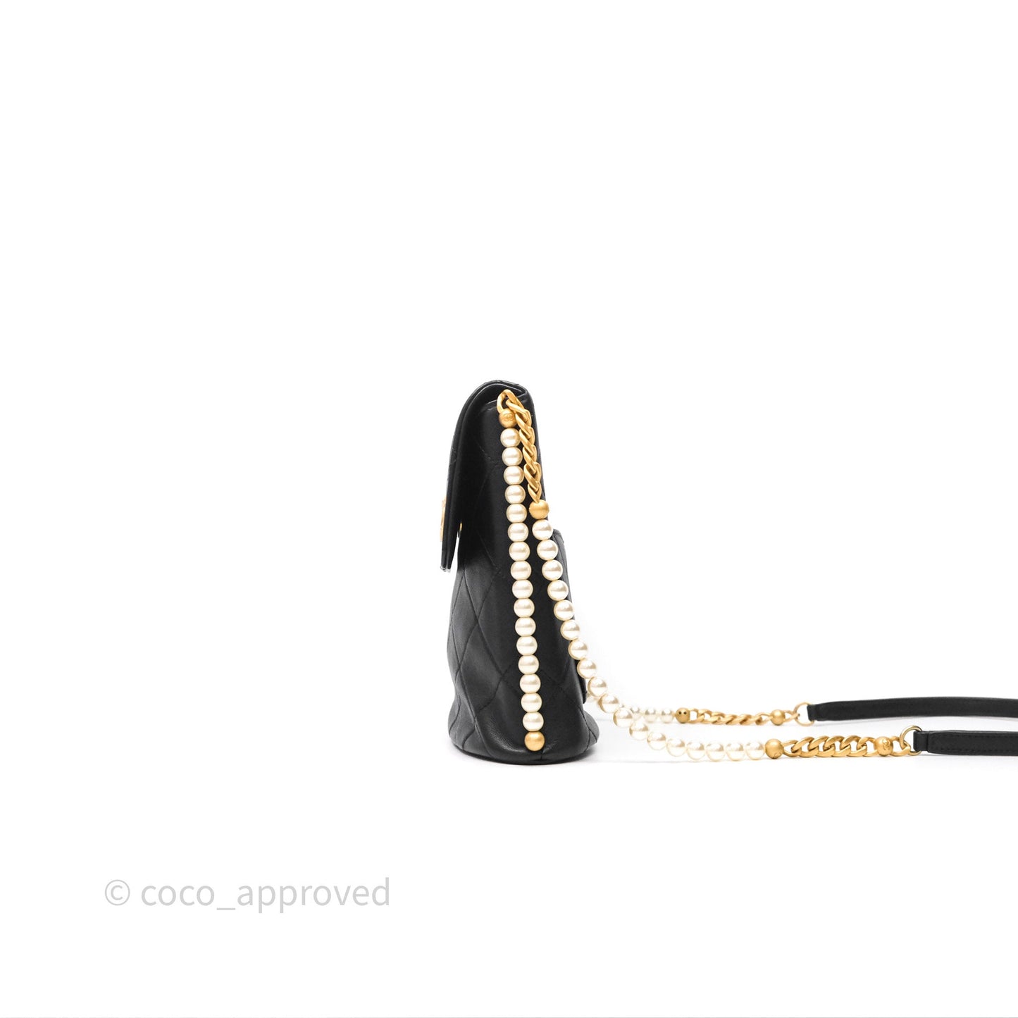Chanel Small Pearl Hobo Bag Black Calfskin Aged Gold Hardware