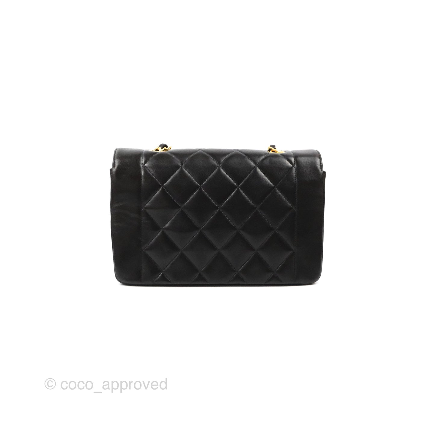 Chanel Vintage Small Quilted Classic Diana Flap Bag Black Lambskin 24K Gold Hardware