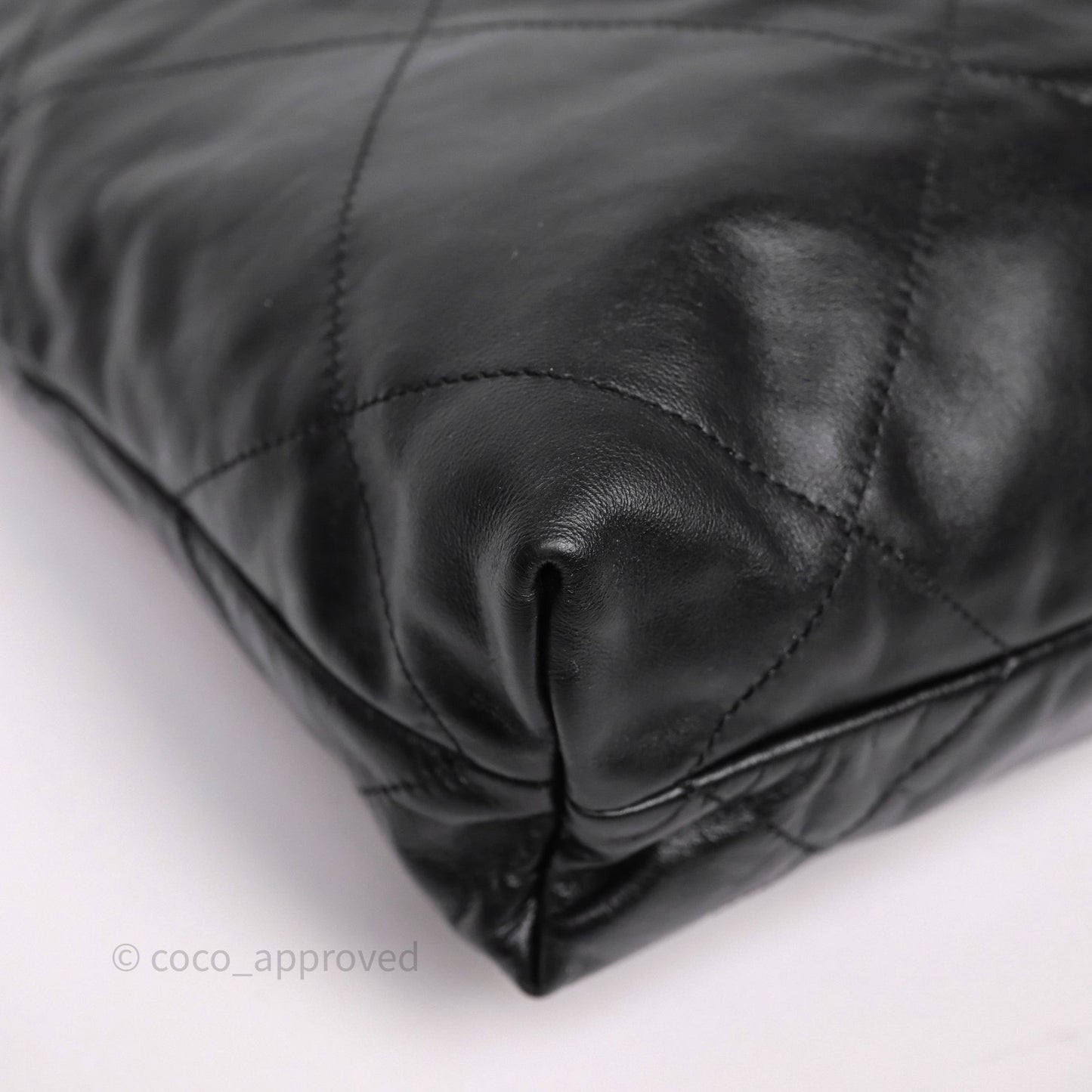 Chanel 22 Small Black Shiny Calfskin Aged Gold Hardware