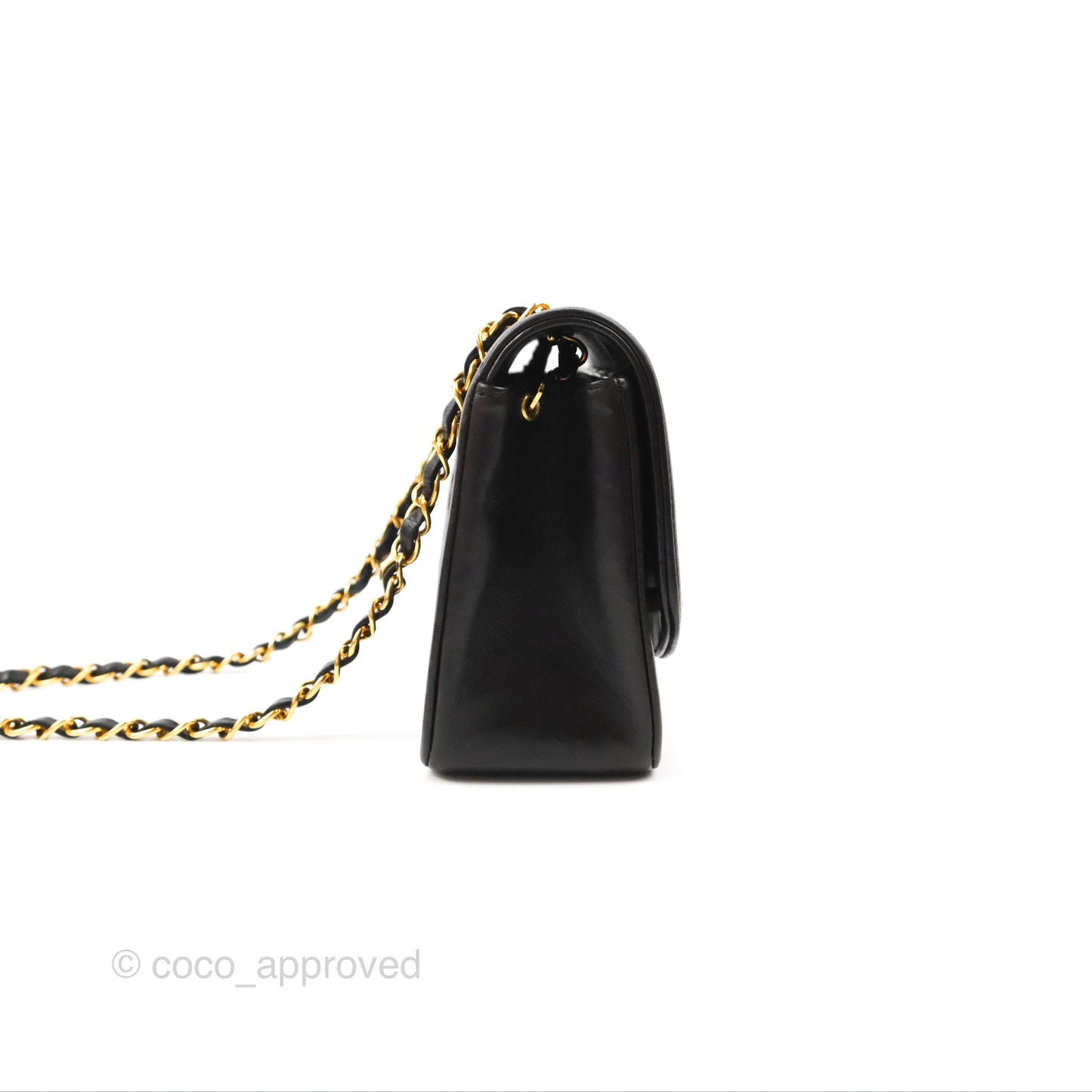 Chanel Vintage Small Quilted Classic Diana Flap Bag Black Lambskin 24K Gold Hardware