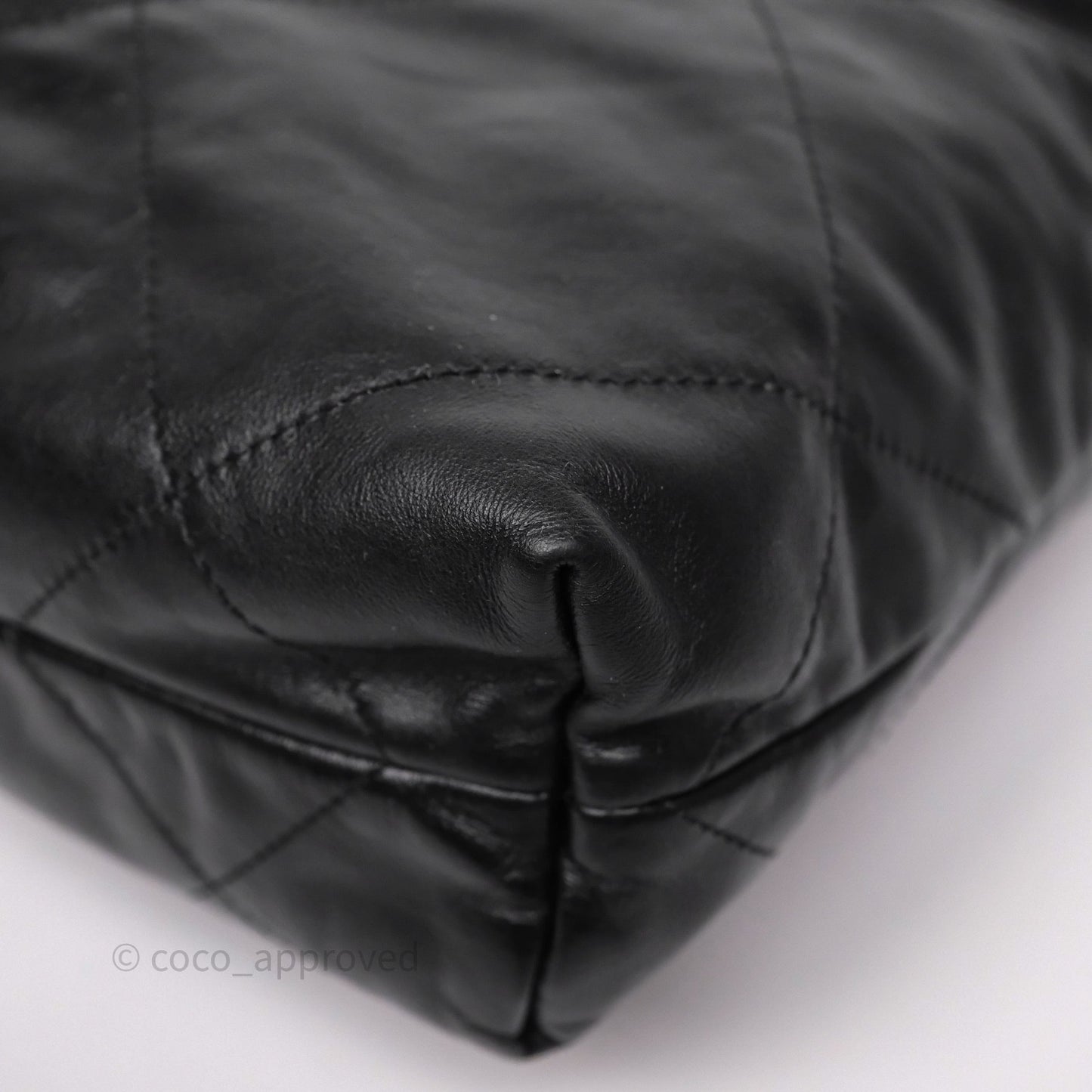 Chanel 22 Small Black Shiny Calfskin Aged Gold Hardware
