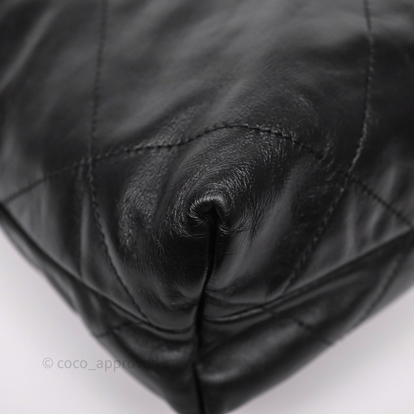 Chanel 22 Small Black Shiny Calfskin Aged Gold Hardware