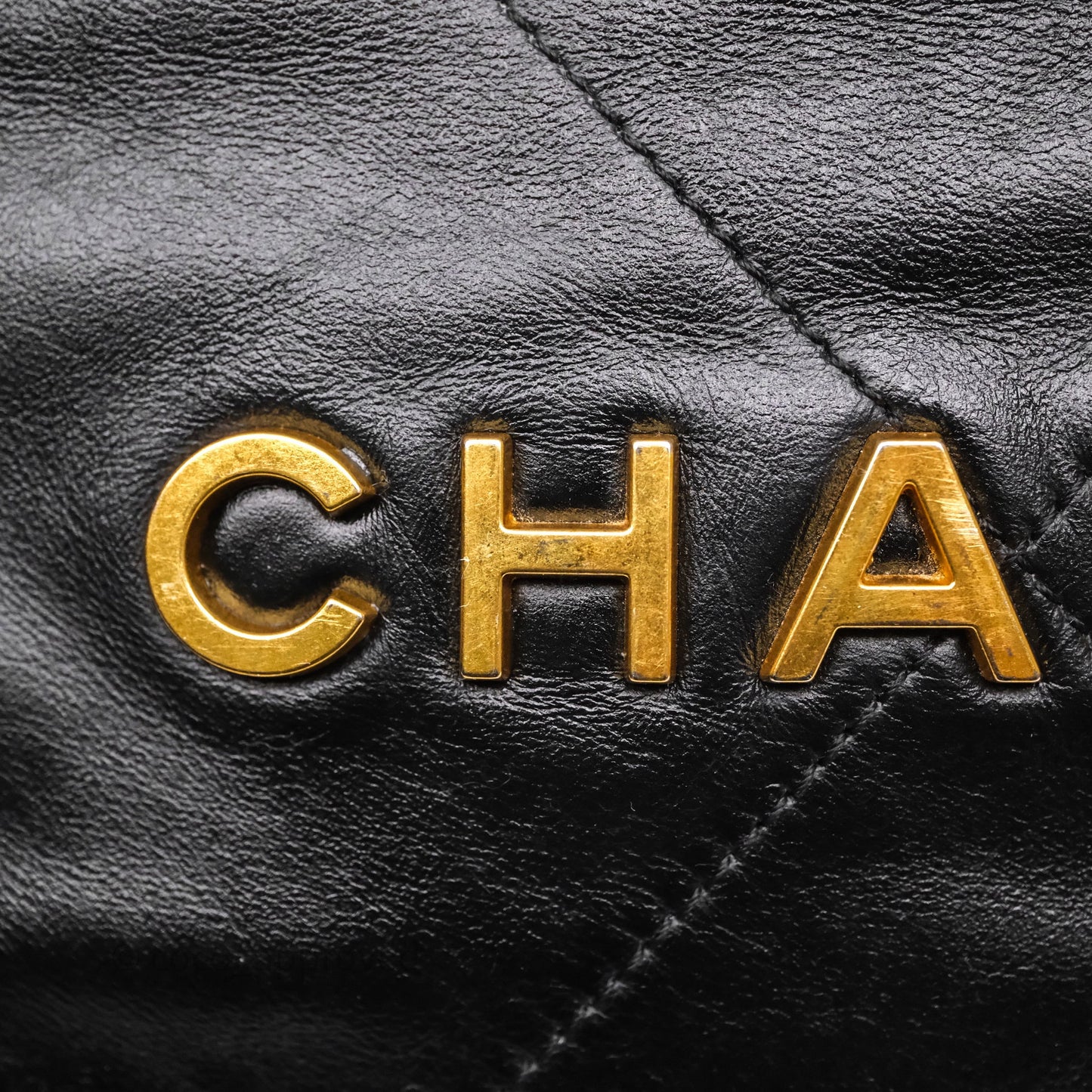 Chanel 22 Small Black Shiny Calfskin Aged Gold Hardware