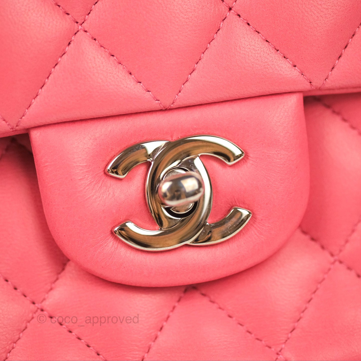 Chanel Classic M/L Medium Double Flap Pink Lambskin Silver Hardware