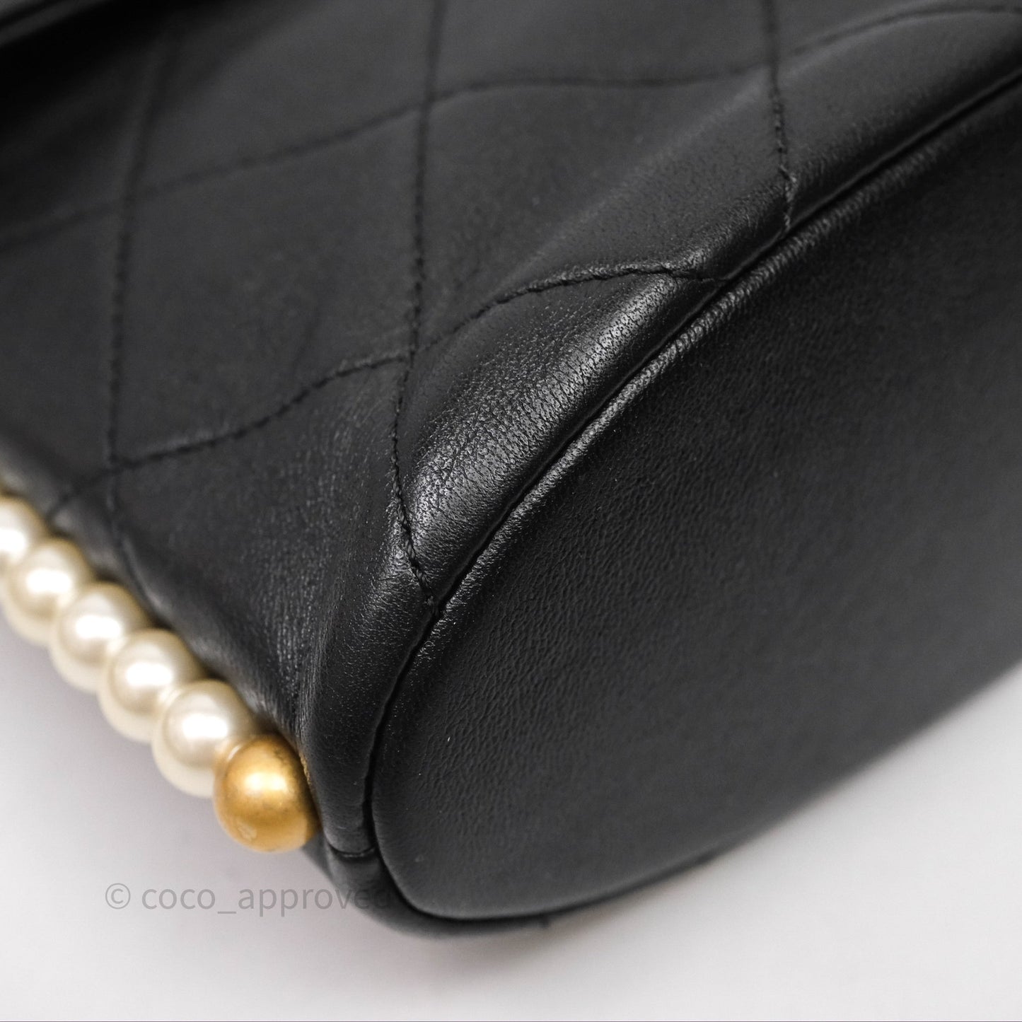 Chanel Small Pearl Hobo Bag Black Calfskin Aged Gold Hardware