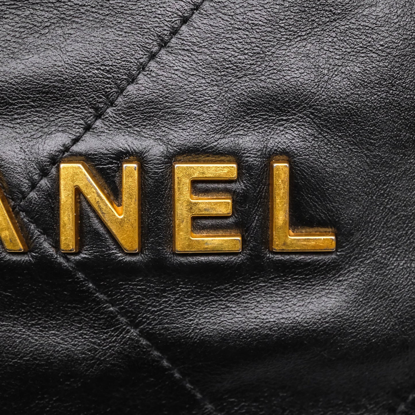 Chanel 22 Small Black Shiny Calfskin Aged Gold Hardware