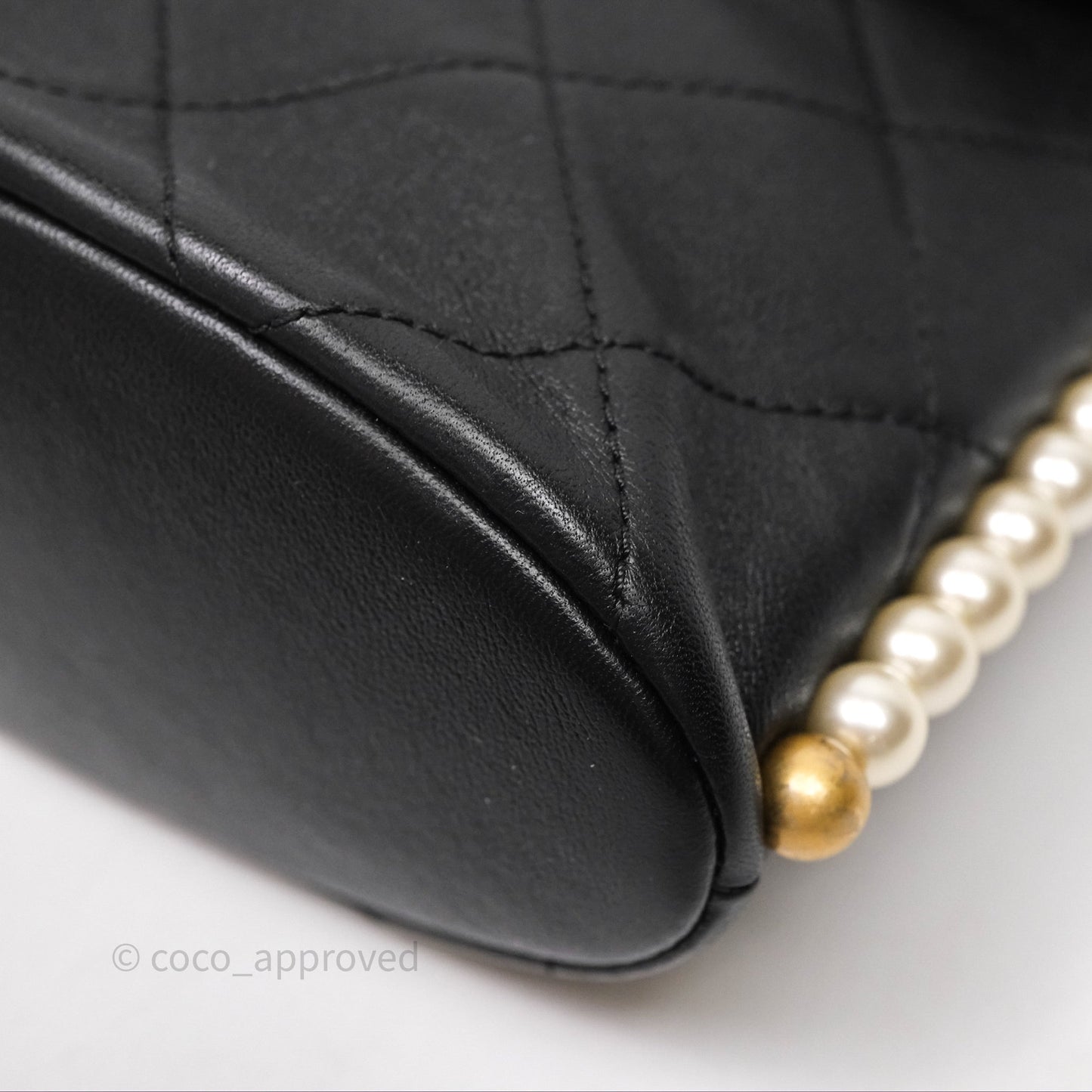 Chanel Small Pearl Hobo Bag Black Calfskin Aged Gold Hardware