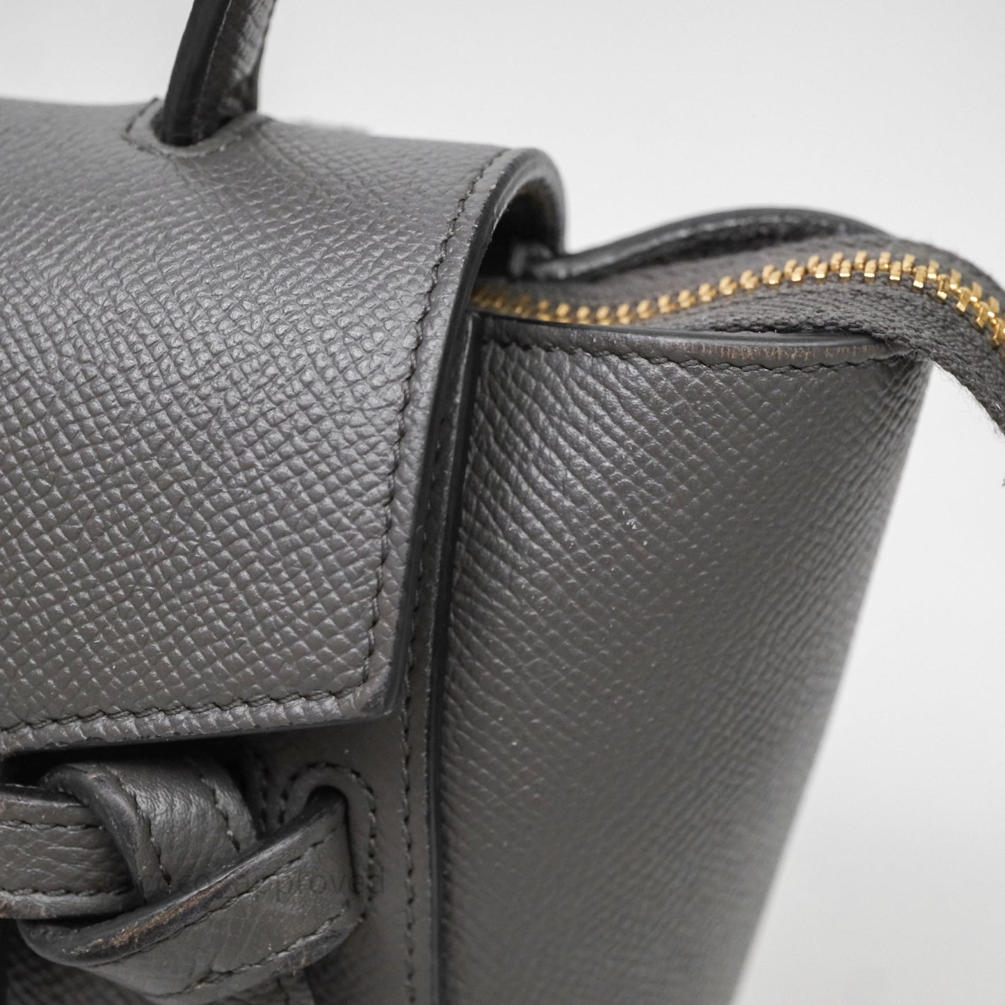 Celine Nano Belt Bag Grey Grained Calfskin Gold Hardware