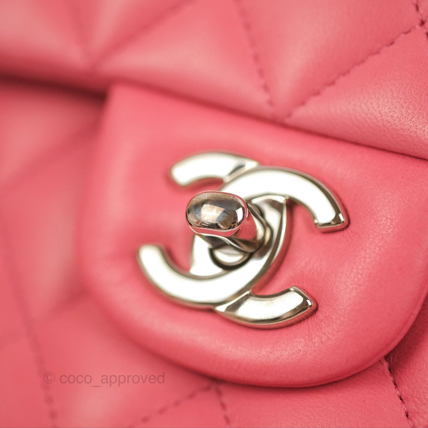 Chanel Classic M/L Medium Double Flap Pink Lambskin Silver Hardware