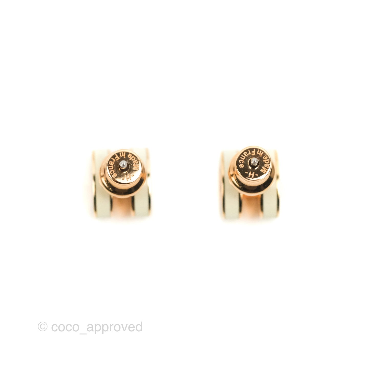Hermès Mini Pop H Earrings White Rose Gold