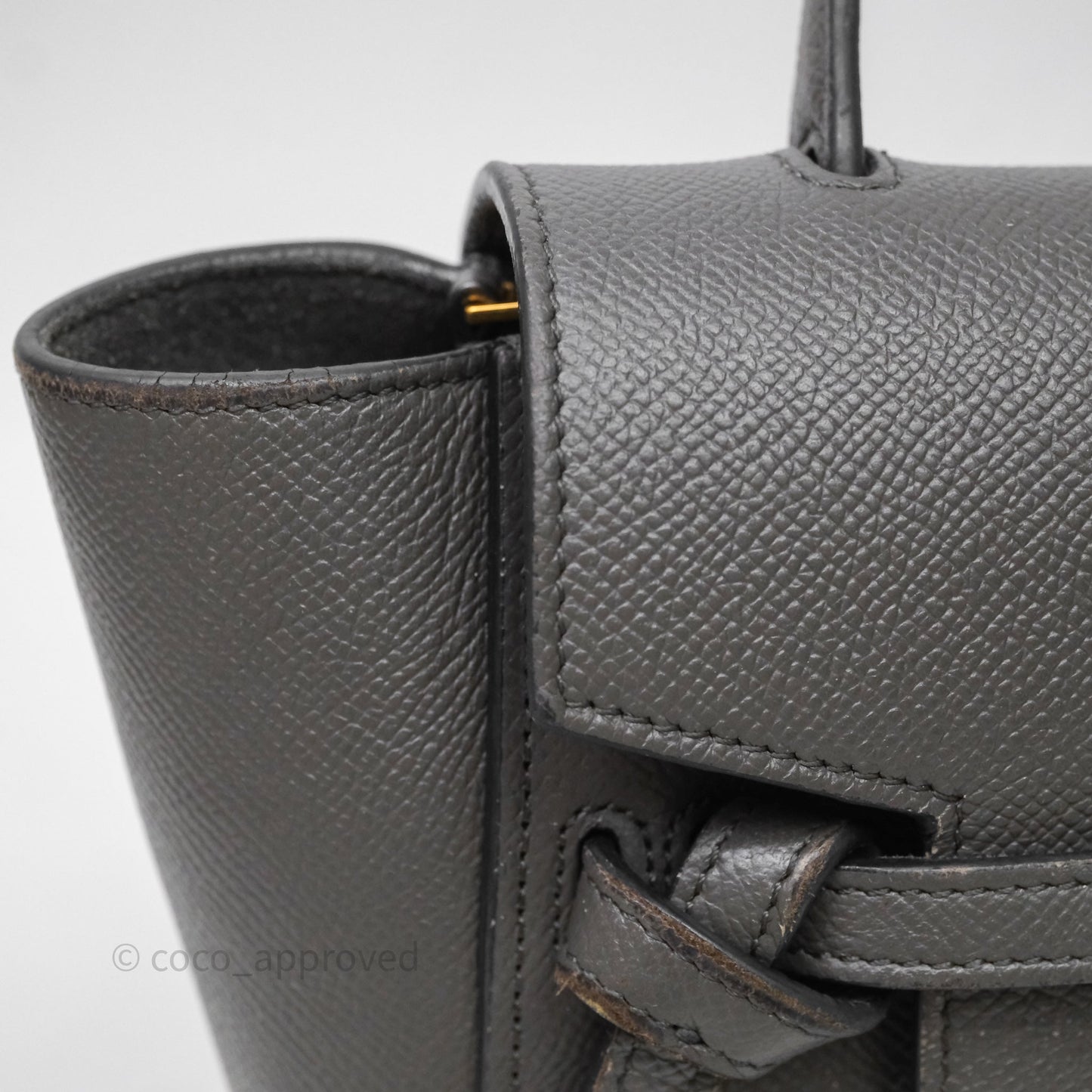 Celine Nano Belt Bag Grey Grained Calfskin Gold Hardware