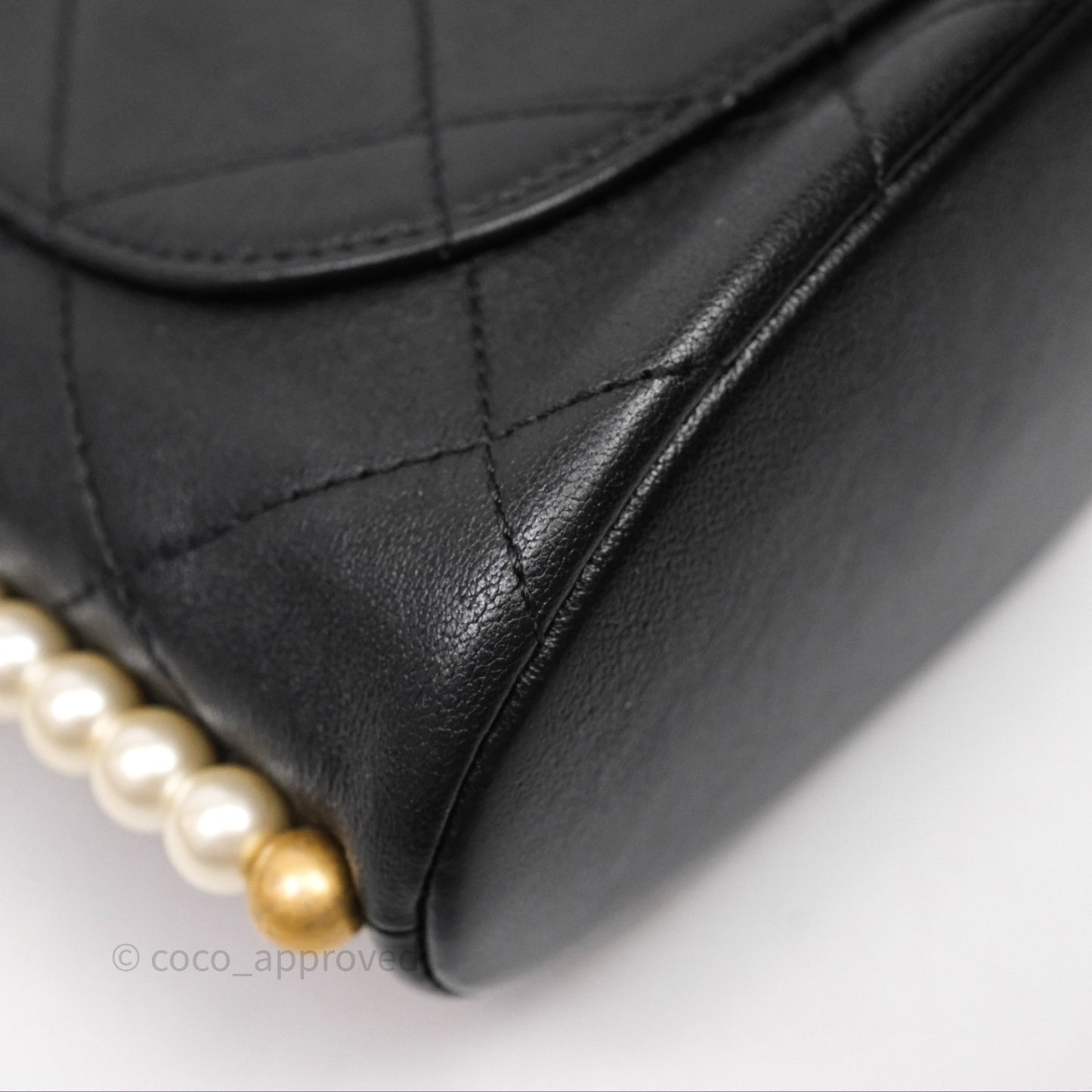 Chanel Small Pearl Hobo Bag Black Calfskin Aged Gold Hardware