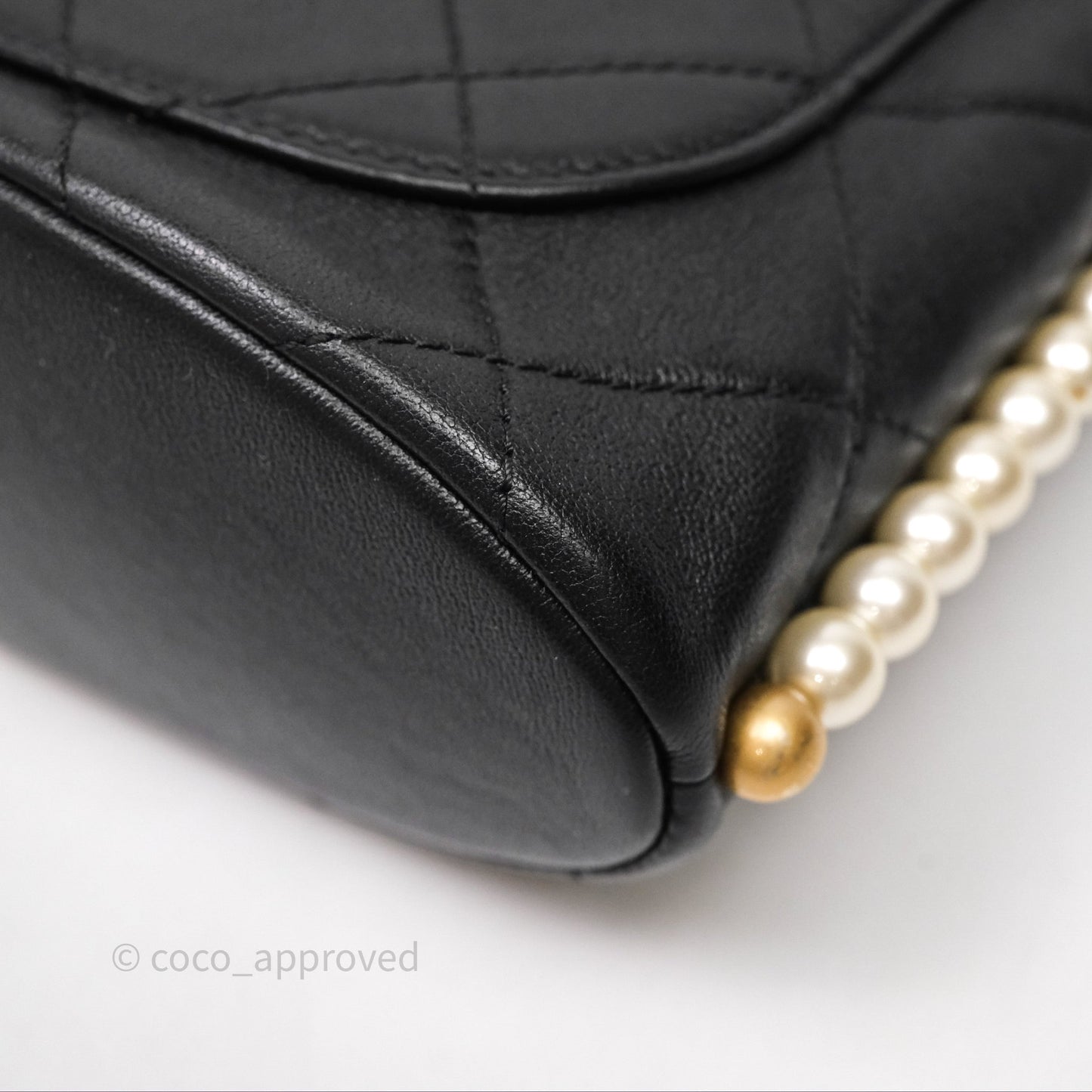 Chanel Small Pearl Hobo Bag Black Calfskin Aged Gold Hardware