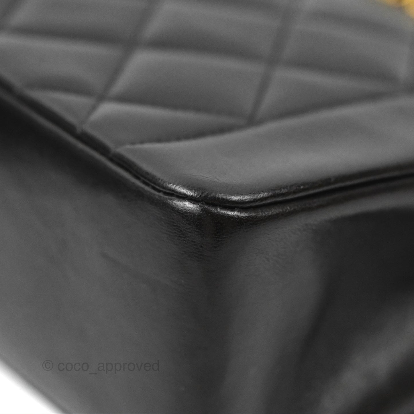 Chanel Vintage Small Quilted Classic Diana Flap Bag Black Lambskin 24K Gold Hardware