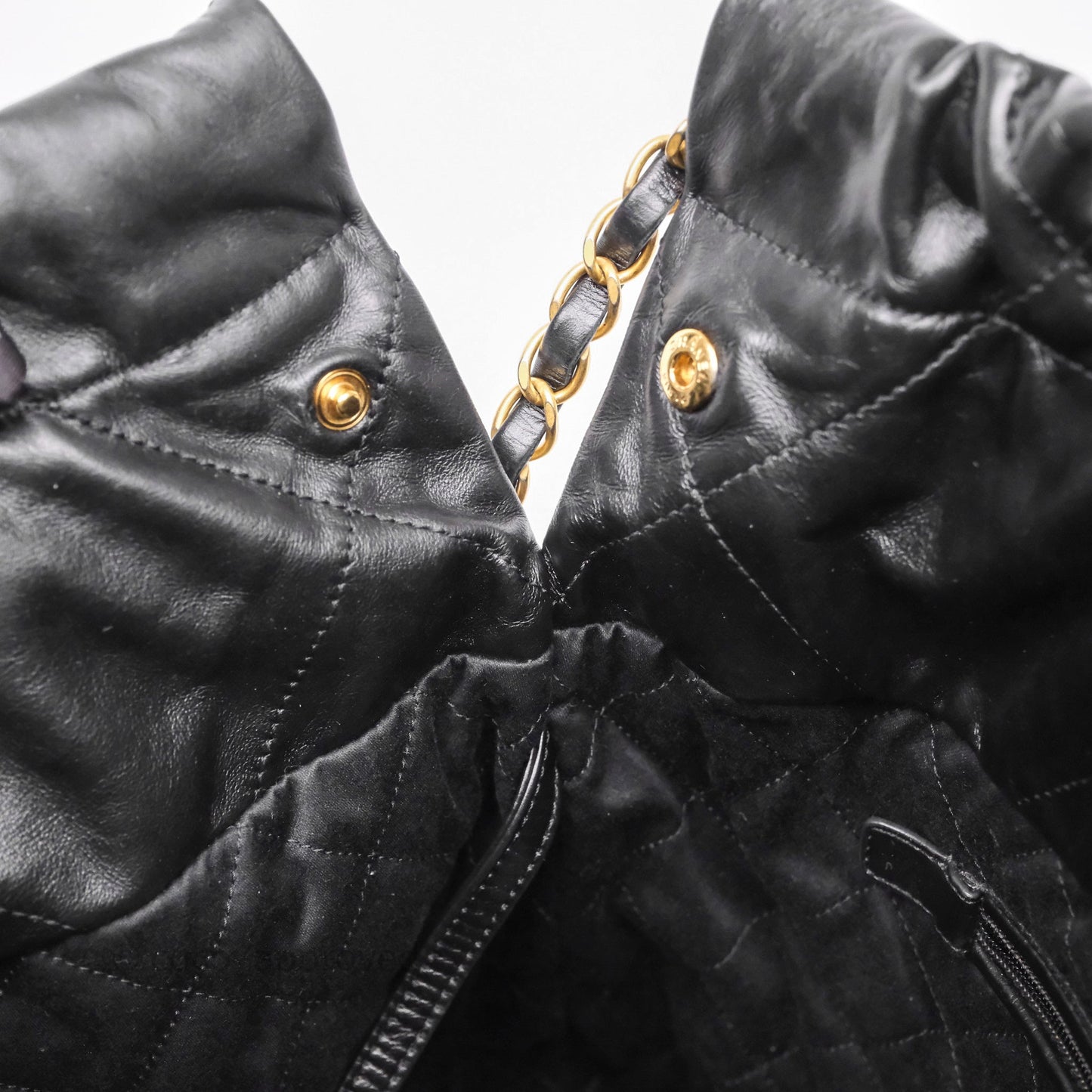 Chanel 22 Small Black Shiny Calfskin Aged Gold Hardware