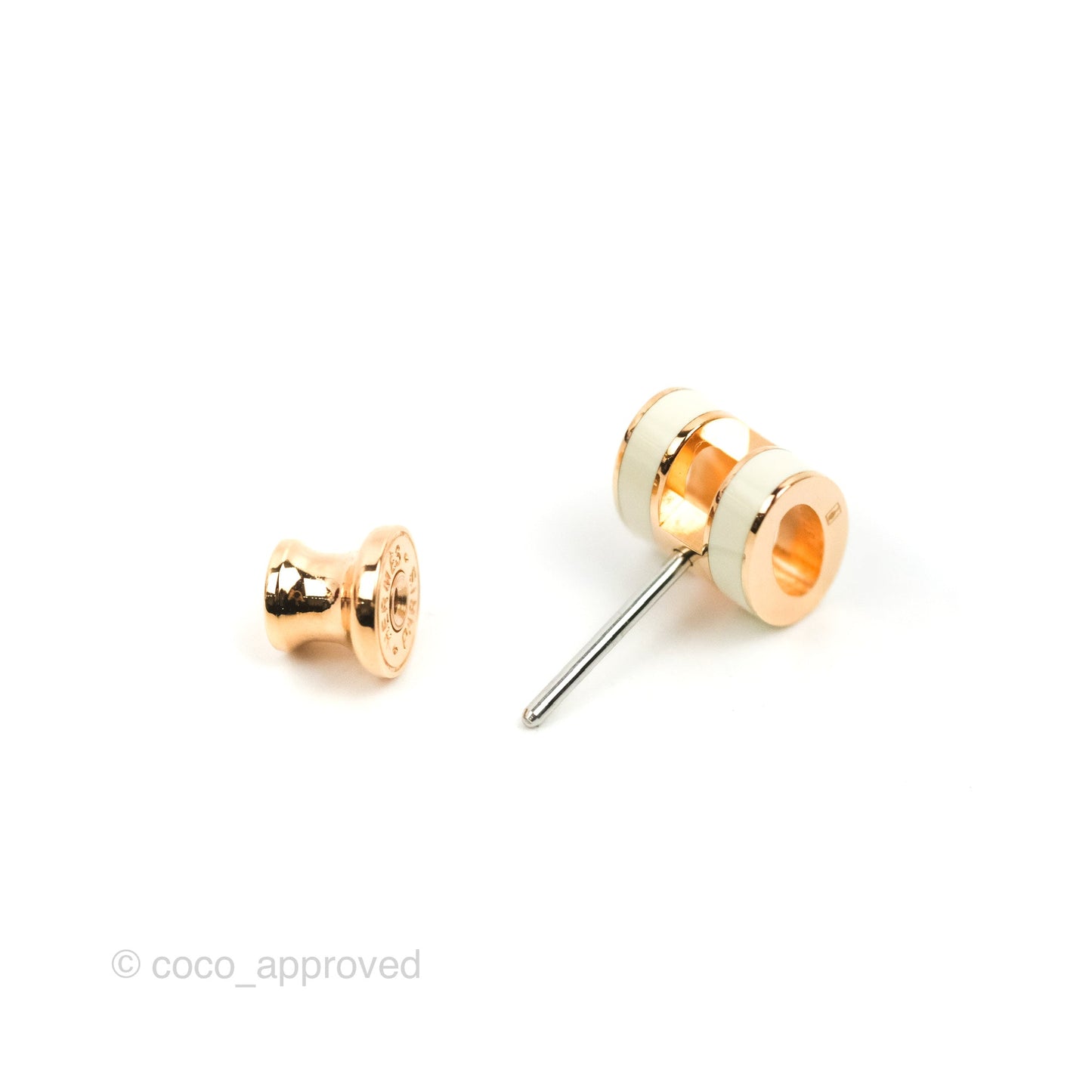 Hermès Mini Pop H Earrings White Rose Gold
