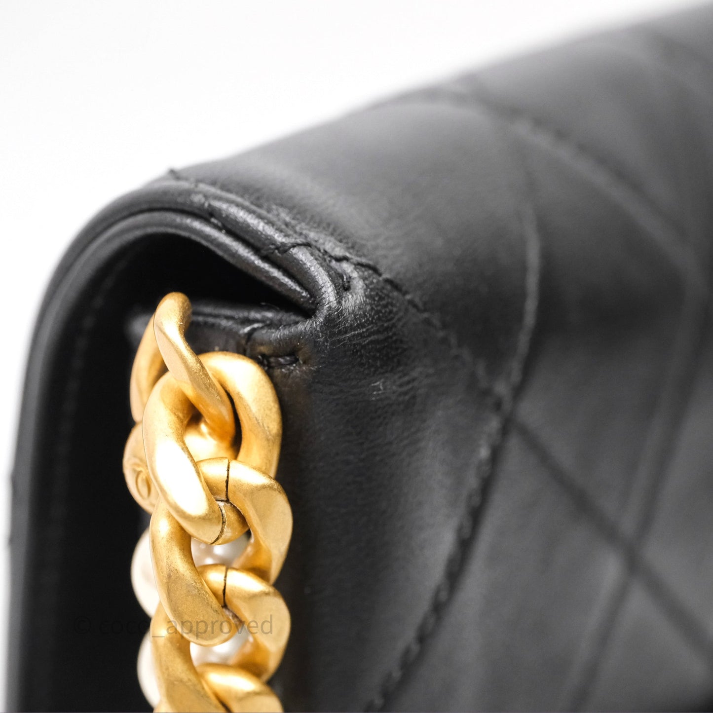 Chanel Small Pearl Hobo Bag Black Calfskin Aged Gold Hardware
