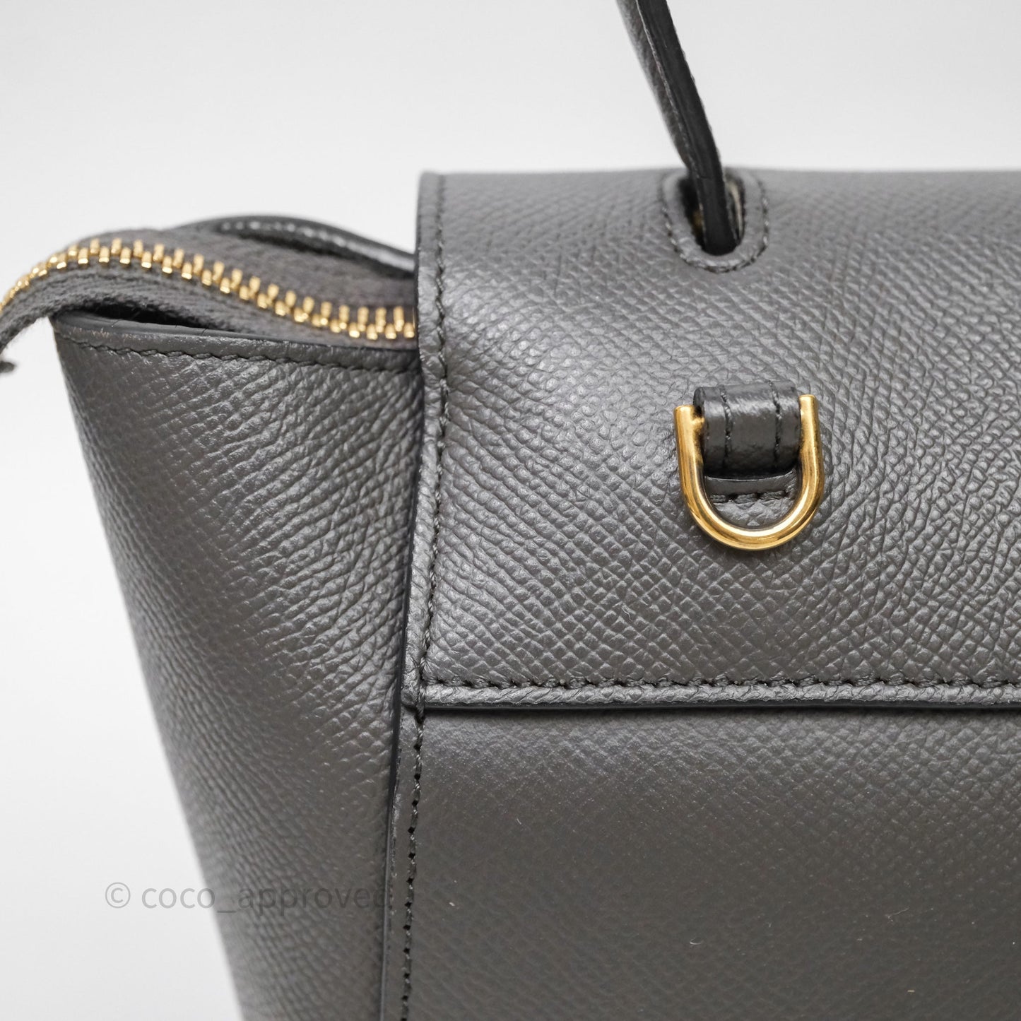 Celine Nano Belt Bag Grey Grained Calfskin Gold Hardware