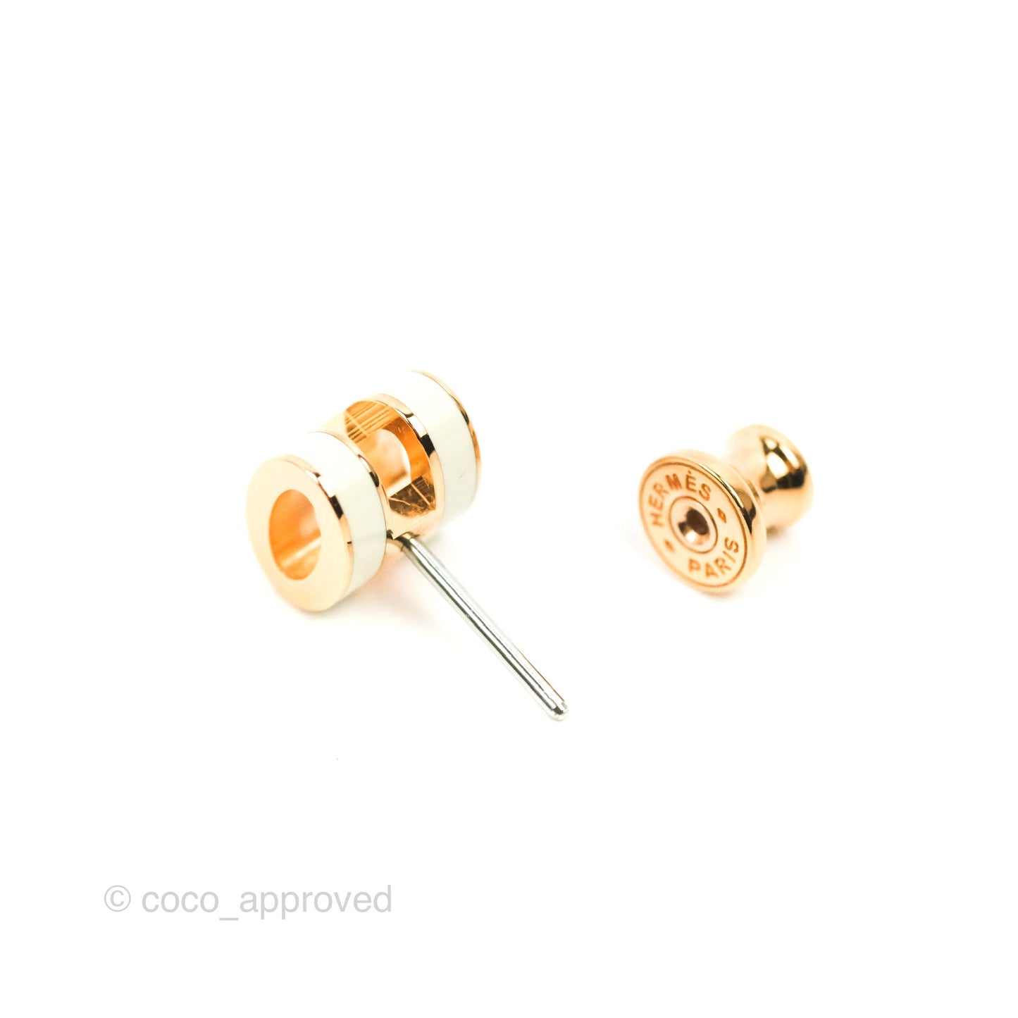 Hermès Mini Pop H Earrings White Rose Gold