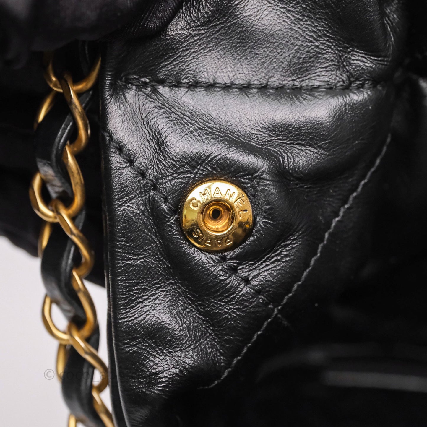 Chanel 22 Small Black Shiny Calfskin Aged Gold Hardware