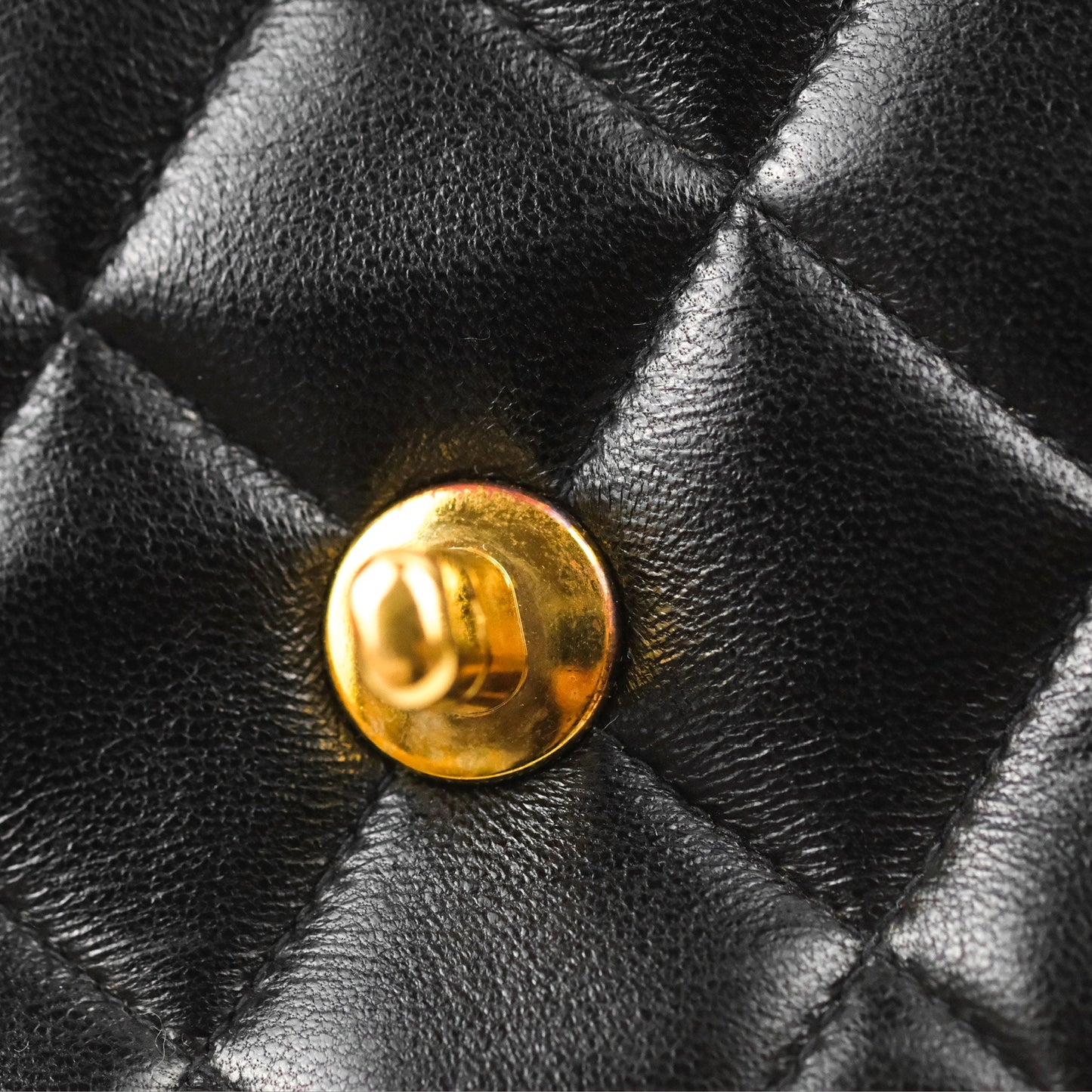Chanel Vintage Small Quilted Classic Diana Flap Bag Black Lambskin 24K Gold Hardware