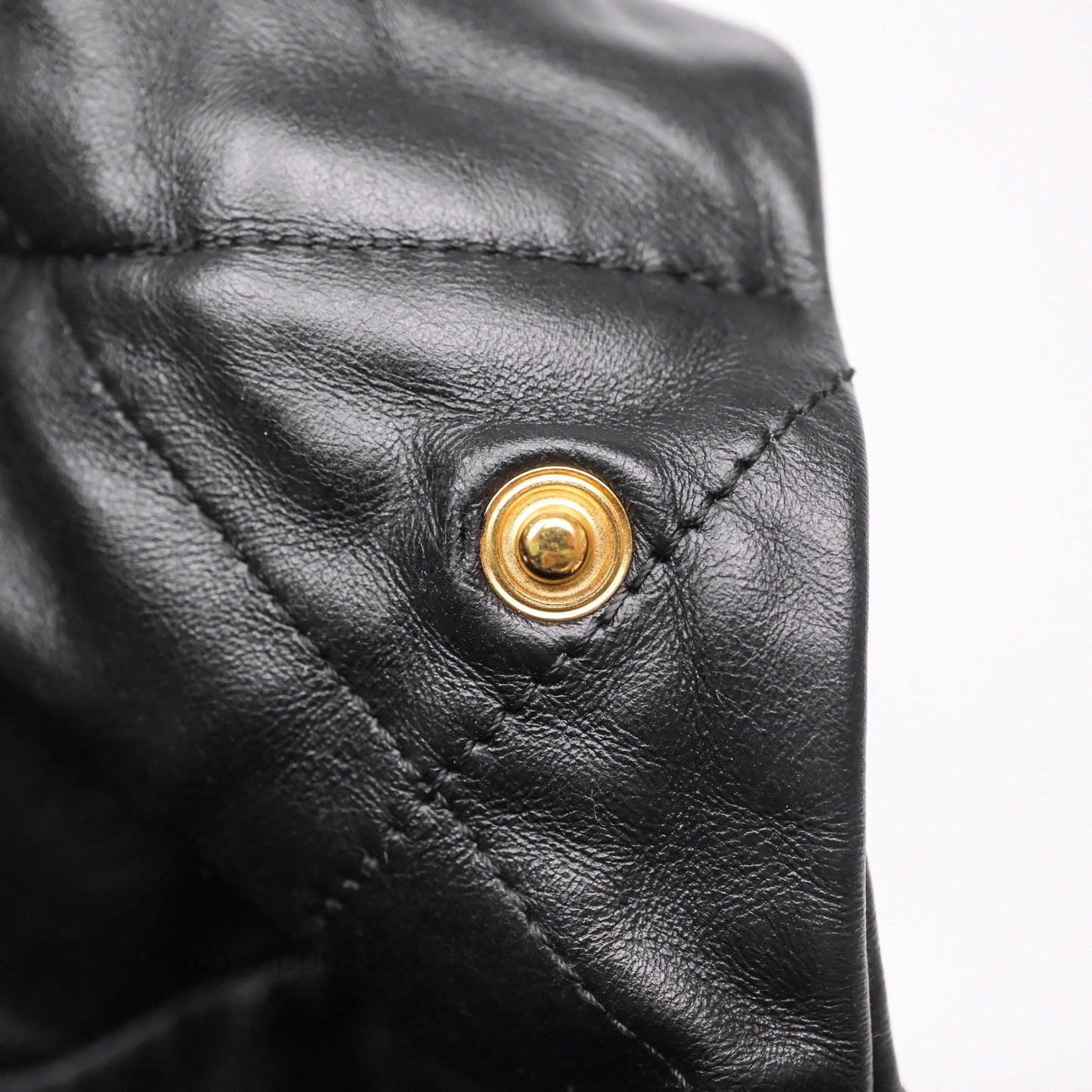 Chanel 22 Small Black Shiny Calfskin Aged Gold Hardware