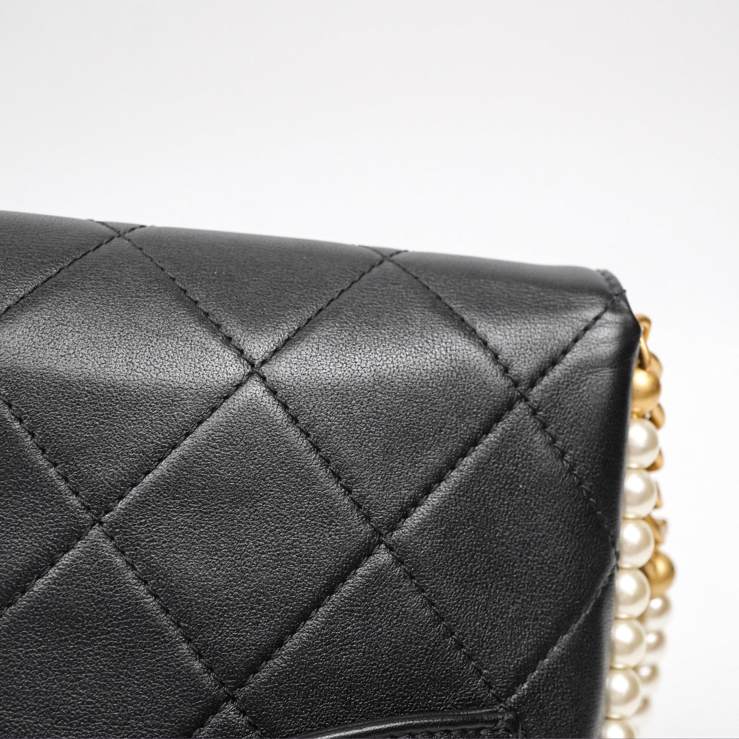 Chanel Small Pearl Hobo Bag Black Calfskin Aged Gold Hardware