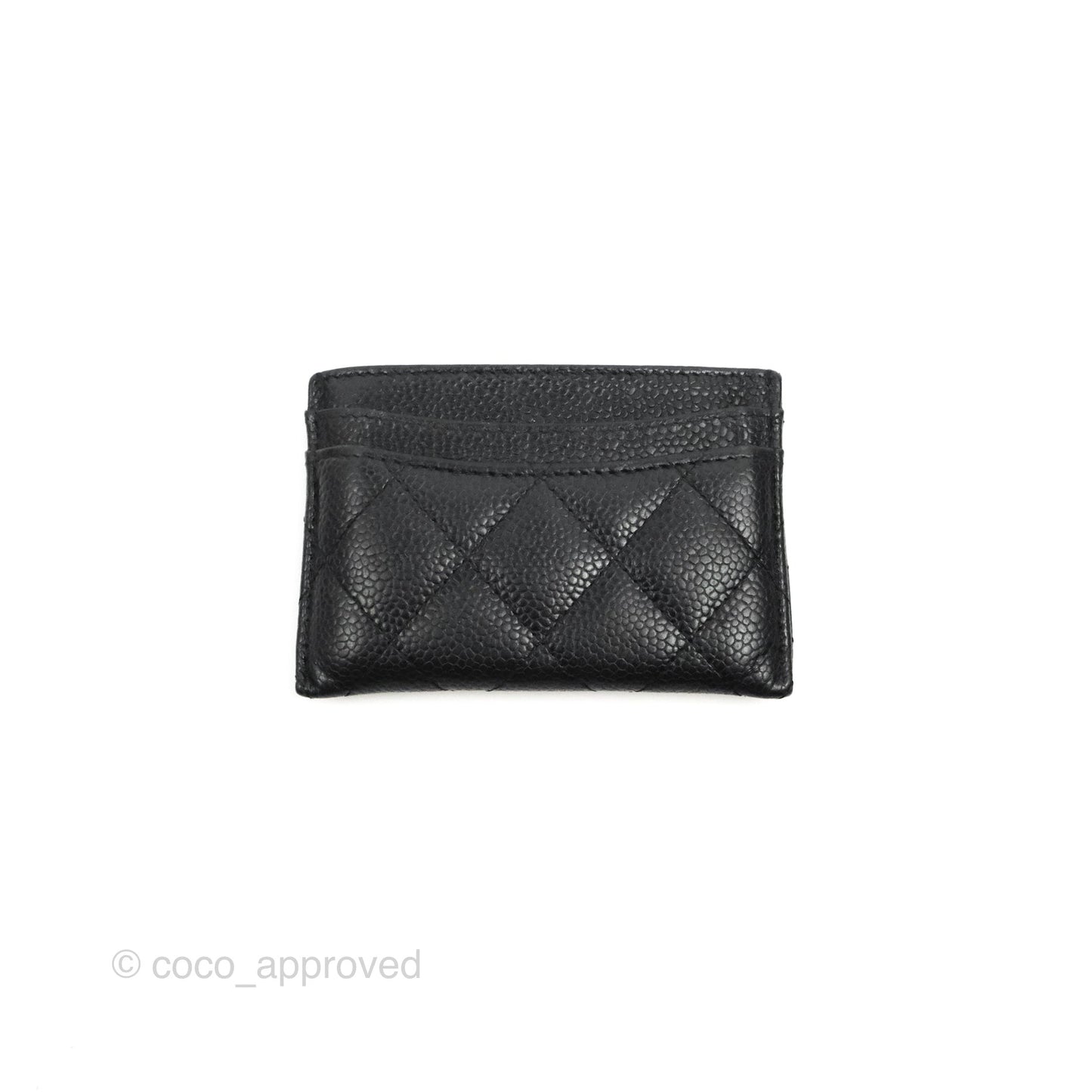 Chanel Classic Flat Card Holder Black Caviar Gold Hardware