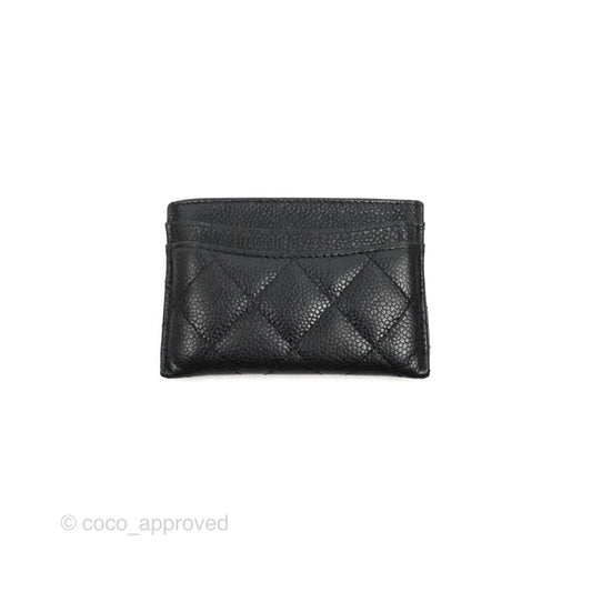 Chanel Classic Flat Card Holder Black Caviar Gold Hardware