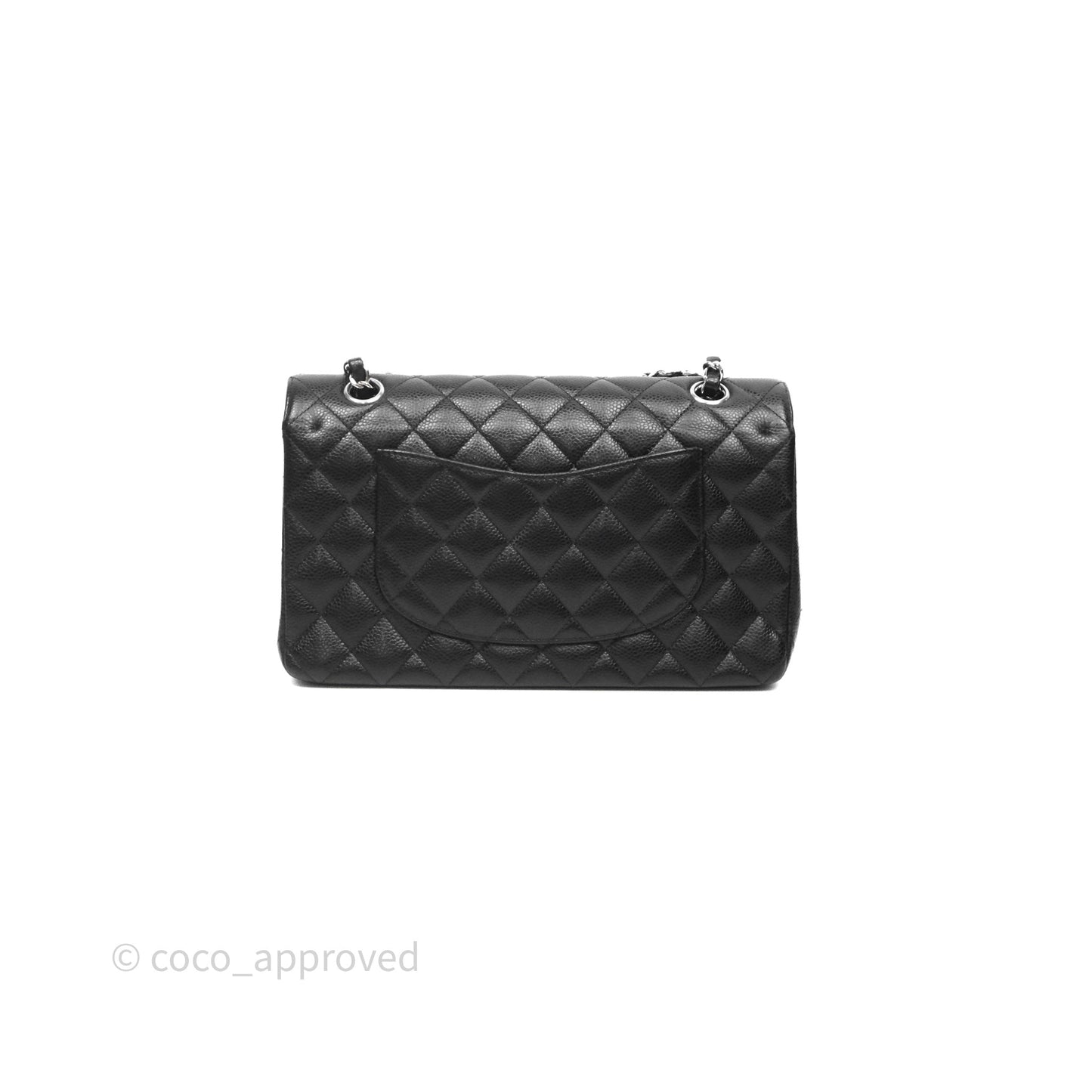Chanel Classic M/L Medium Flap Quilted Black Caviar Silver Hardware