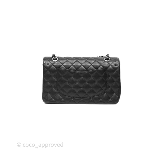Chanel Classic M/L Medium Flap Quilted Black Caviar Silver Hardware