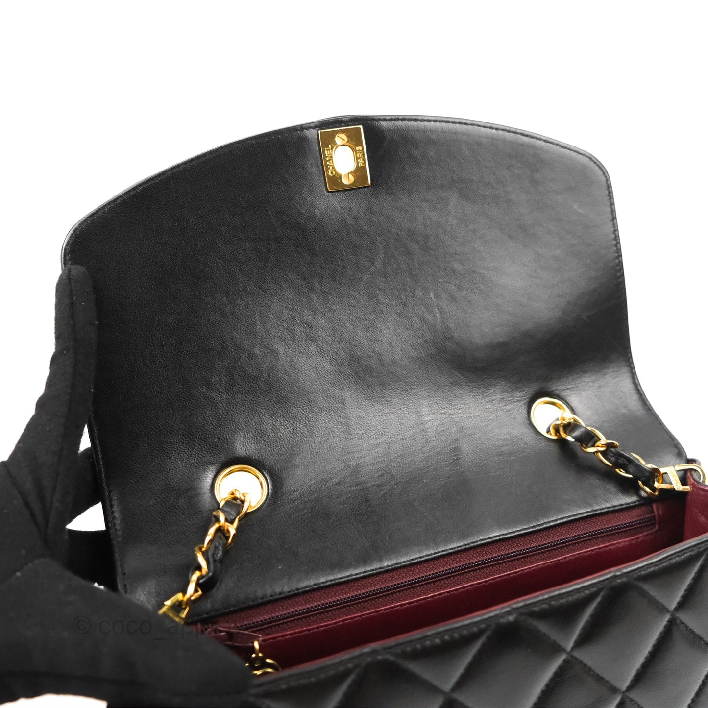 Chanel Vintage Small Quilted Classic Diana Flap Bag Black Lambskin 24K Gold Hardware