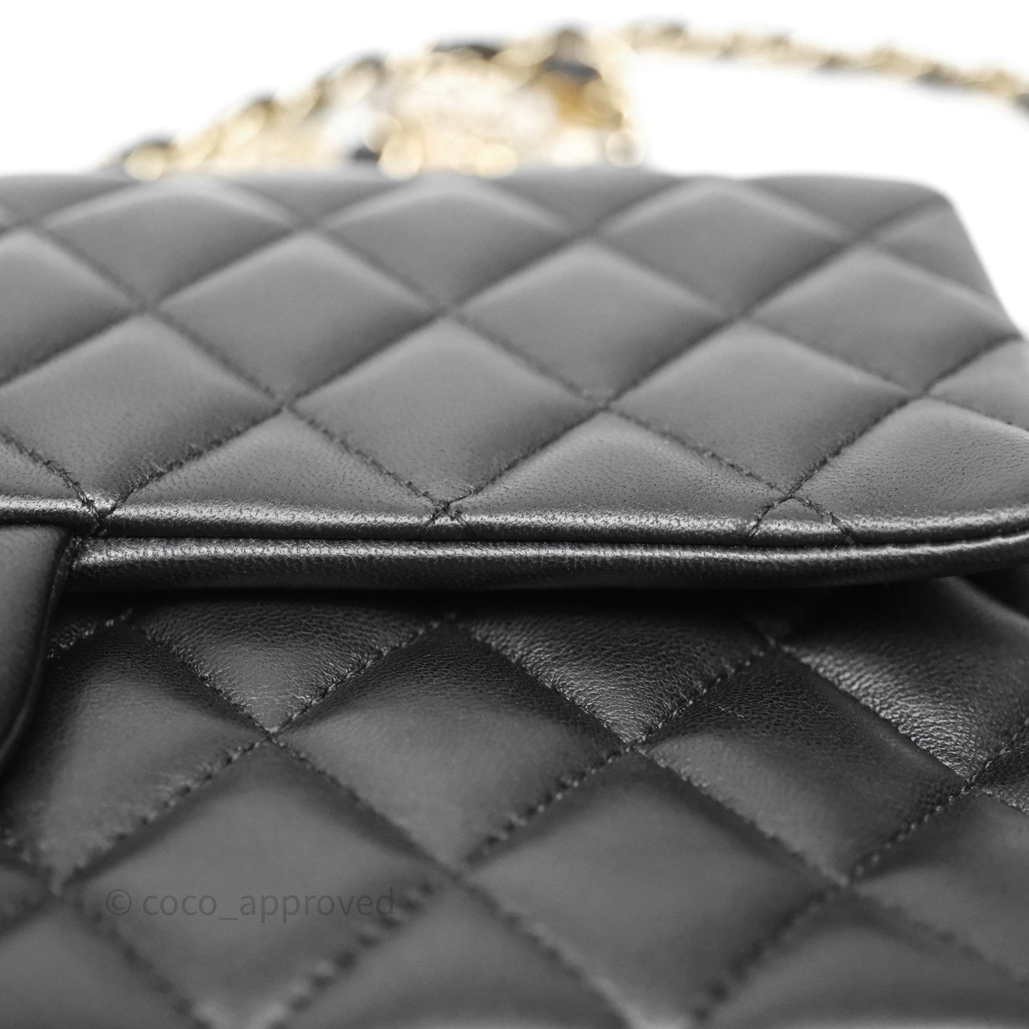 Chanel Classic M/L Medium Flap Bag Valentine Limited Edition Black Lambskin Gold Hardware