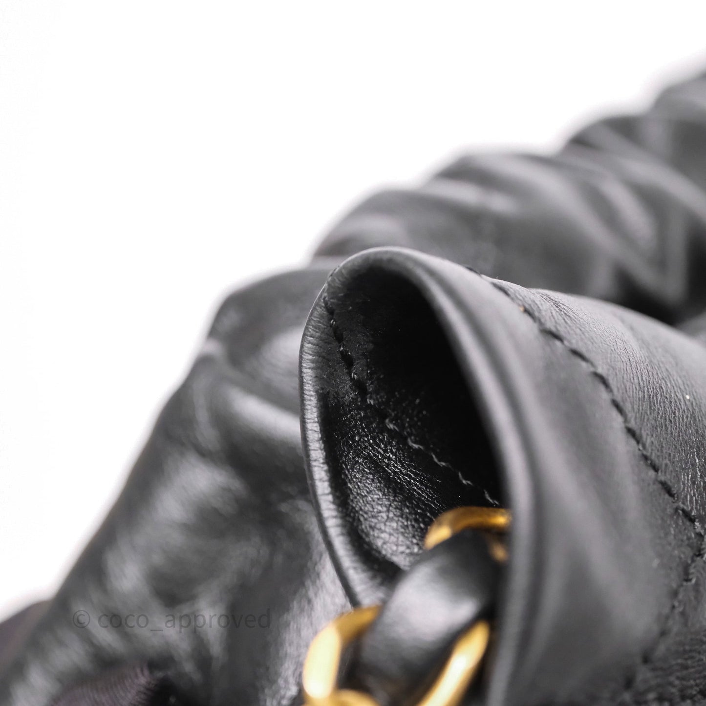 Chanel 22 Small Black Shiny Calfskin Aged Gold Hardware