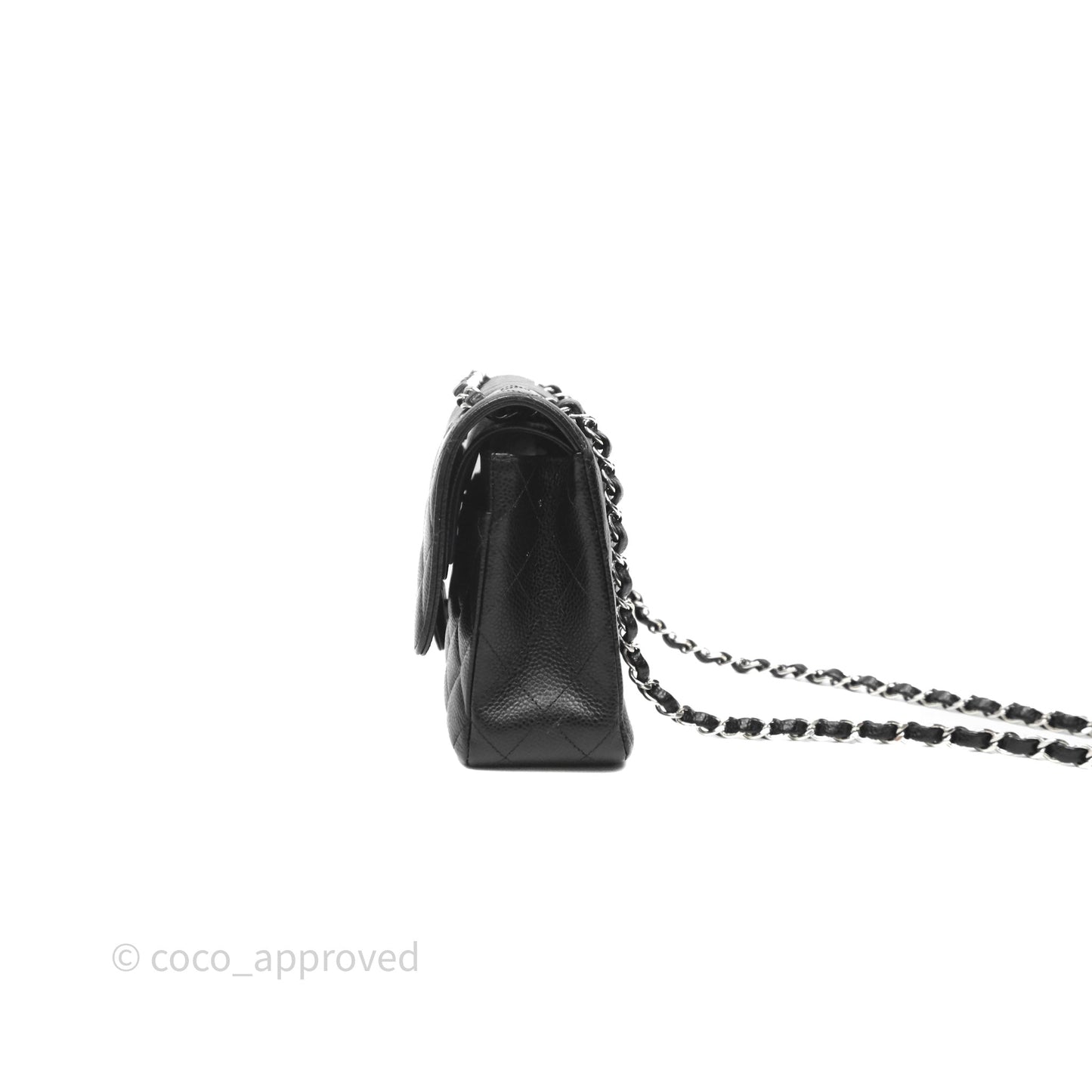 Chanel Classic M/L Medium Flap Quilted Black Caviar Silver Hardware