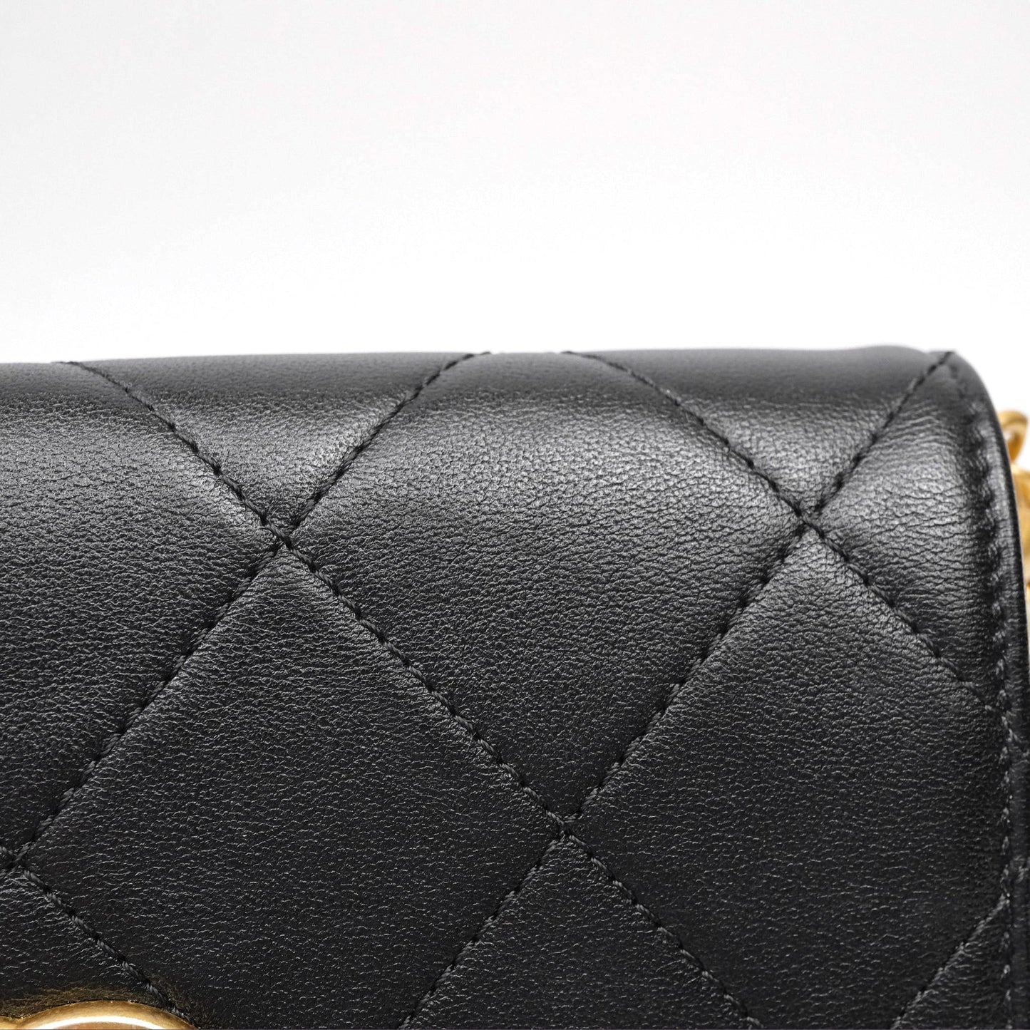 Chanel Small Pearl Hobo Bag Black Calfskin Aged Gold Hardware