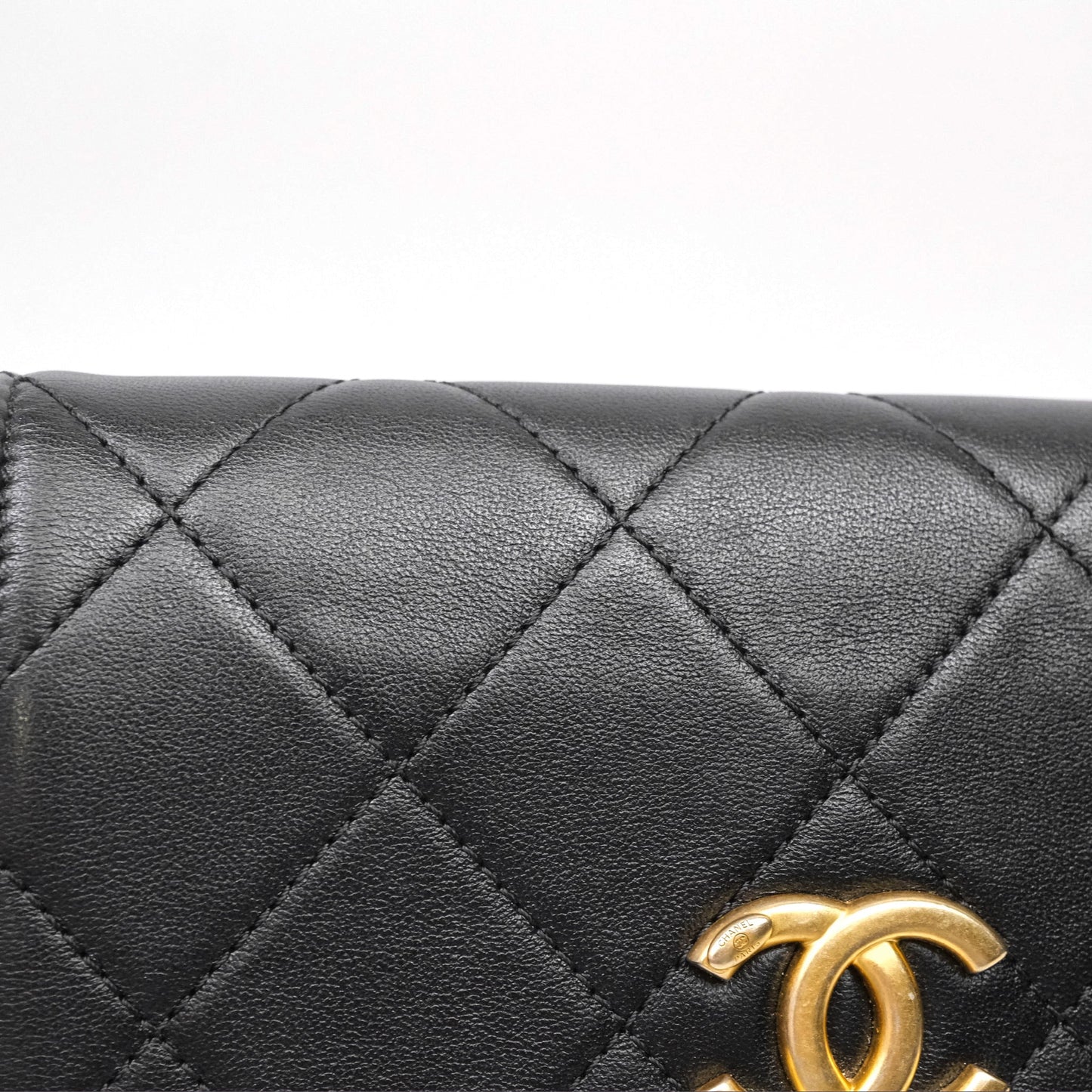 Chanel Small Pearl Hobo Bag Black Calfskin Aged Gold Hardware