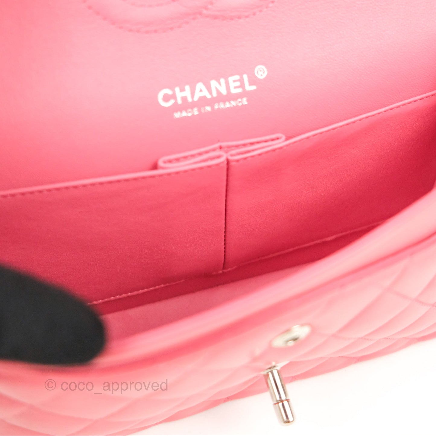 Chanel Classic M/L Medium Double Flap Pink Lambskin Silver Hardware