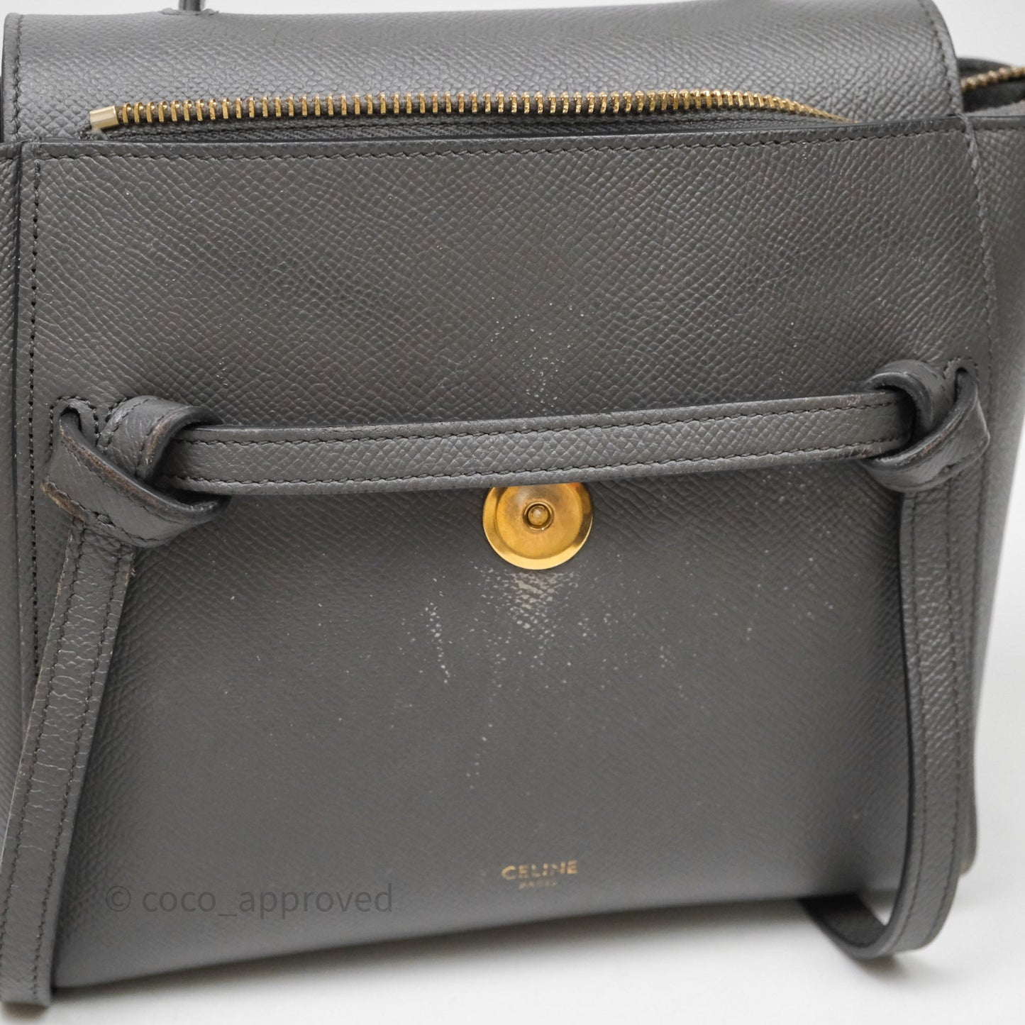 Celine Nano Belt Bag Grey Grained Calfskin Gold Hardware