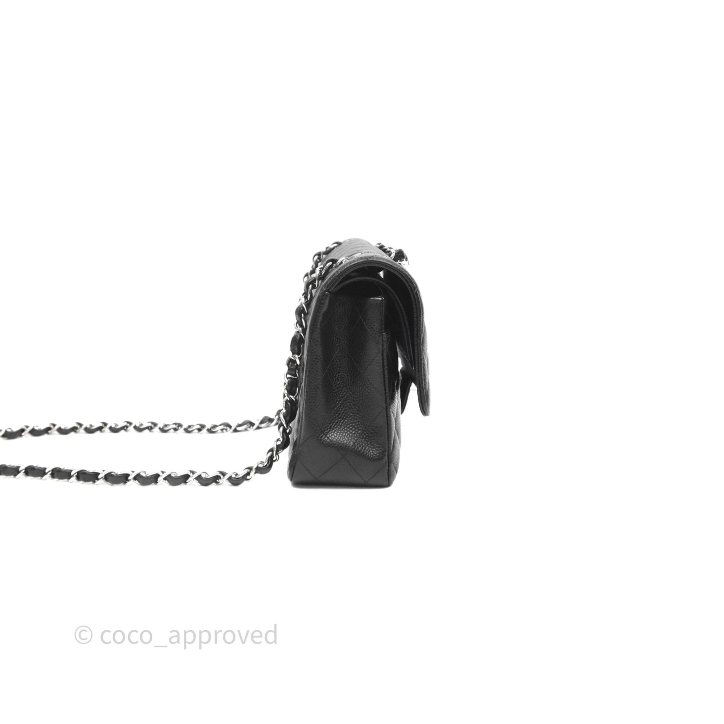 Chanel Classic M/L Medium Flap Quilted Black Caviar Silver Hardware
