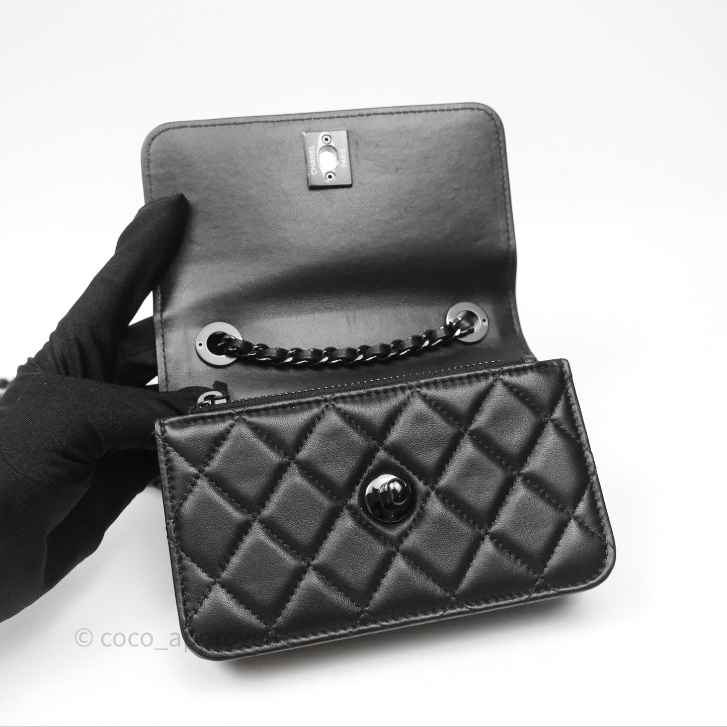 Chanel Mini Quilted Trendy CC WOC Wallet On Chain So Black Lambskin