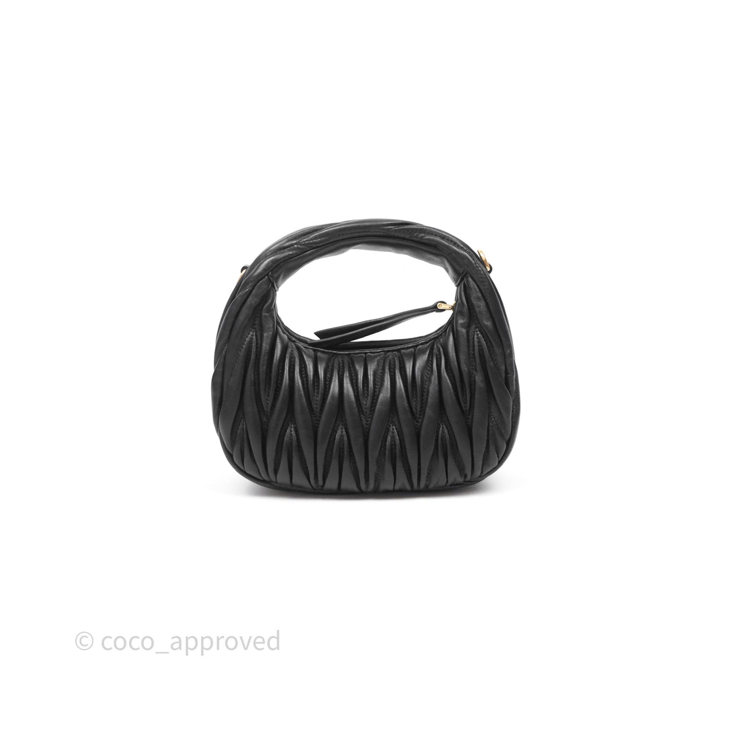 Miu Miu Wander Matelassé Nappa Leather Hobo Mini Bag Black