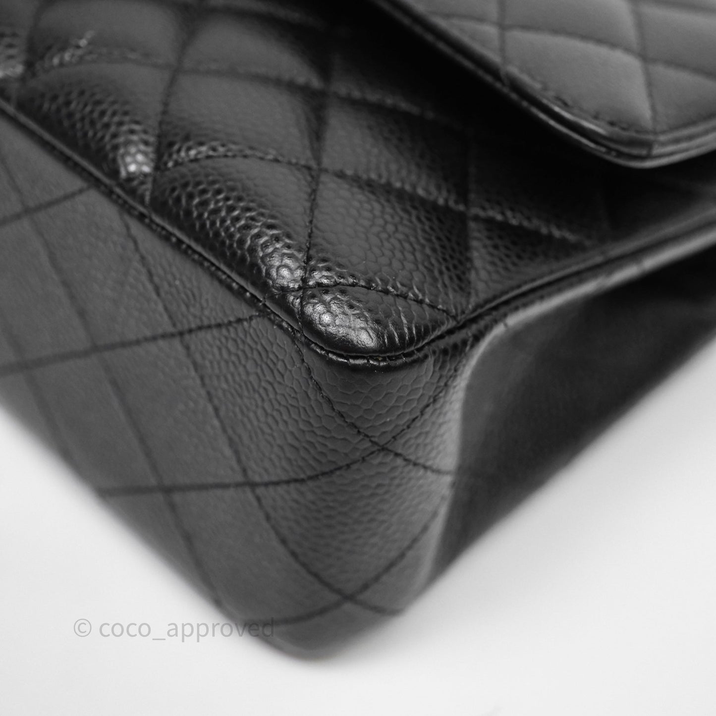 Chanel Classic M/L Medium Flap Quilted Black Caviar Silver Hardware
