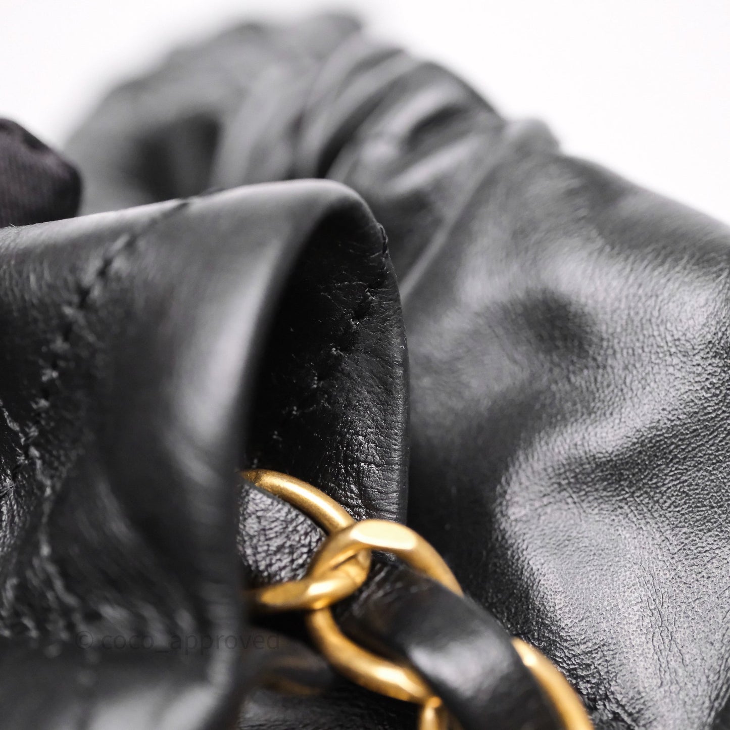 Chanel 22 Small Black Shiny Calfskin Aged Gold Hardware