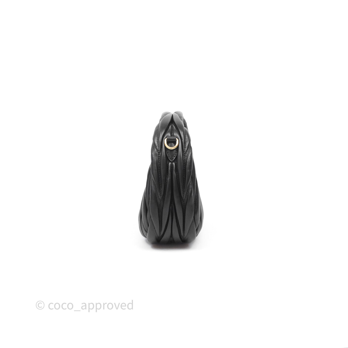 Miu Miu Wander Matelassé Nappa Leather Hobo Mini Bag Black